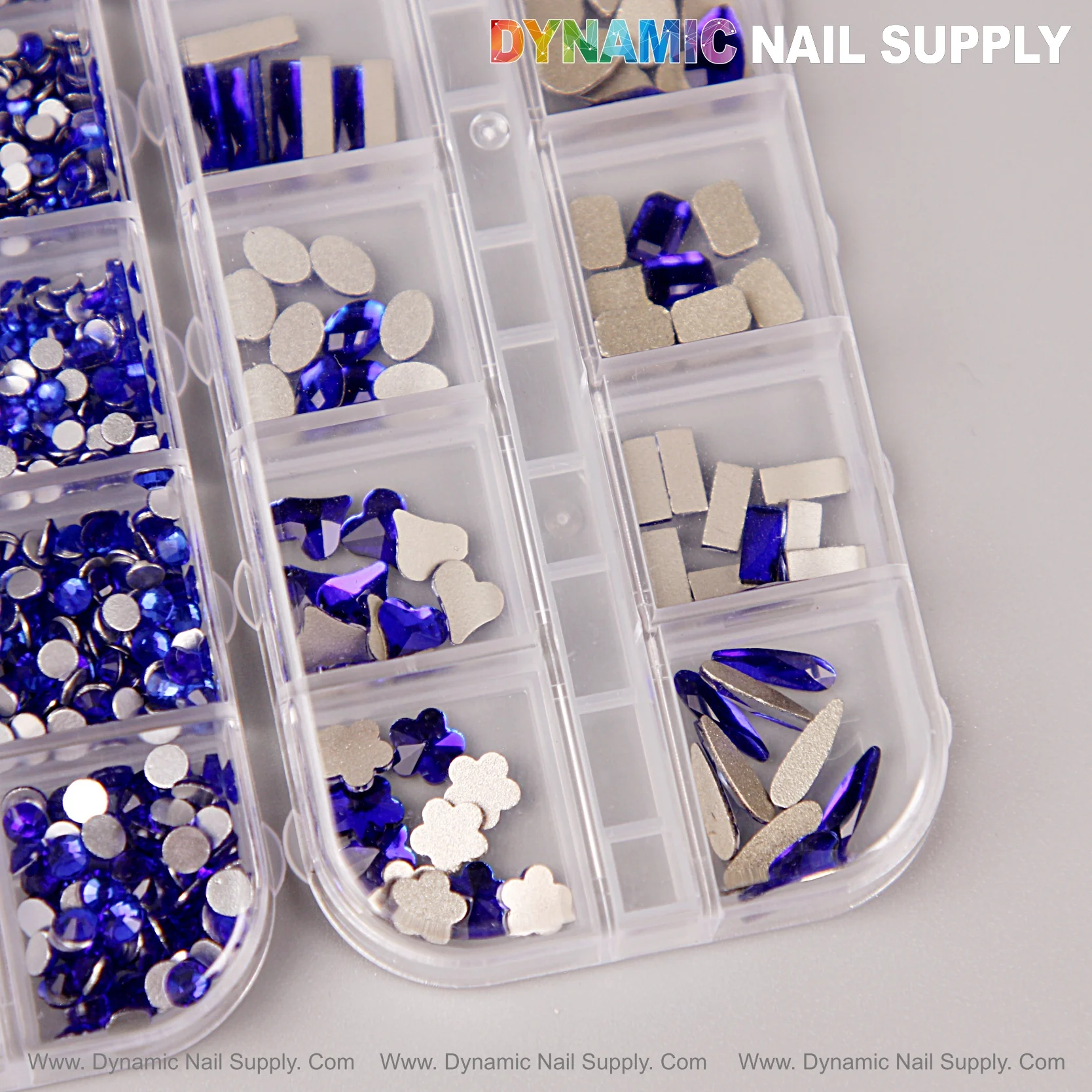 [Blue] Multi Shape Size Nail Crystal Gem Rhinestone Set - Flat Back, with Kit - Mixed Round and Different Shapes - Image 7