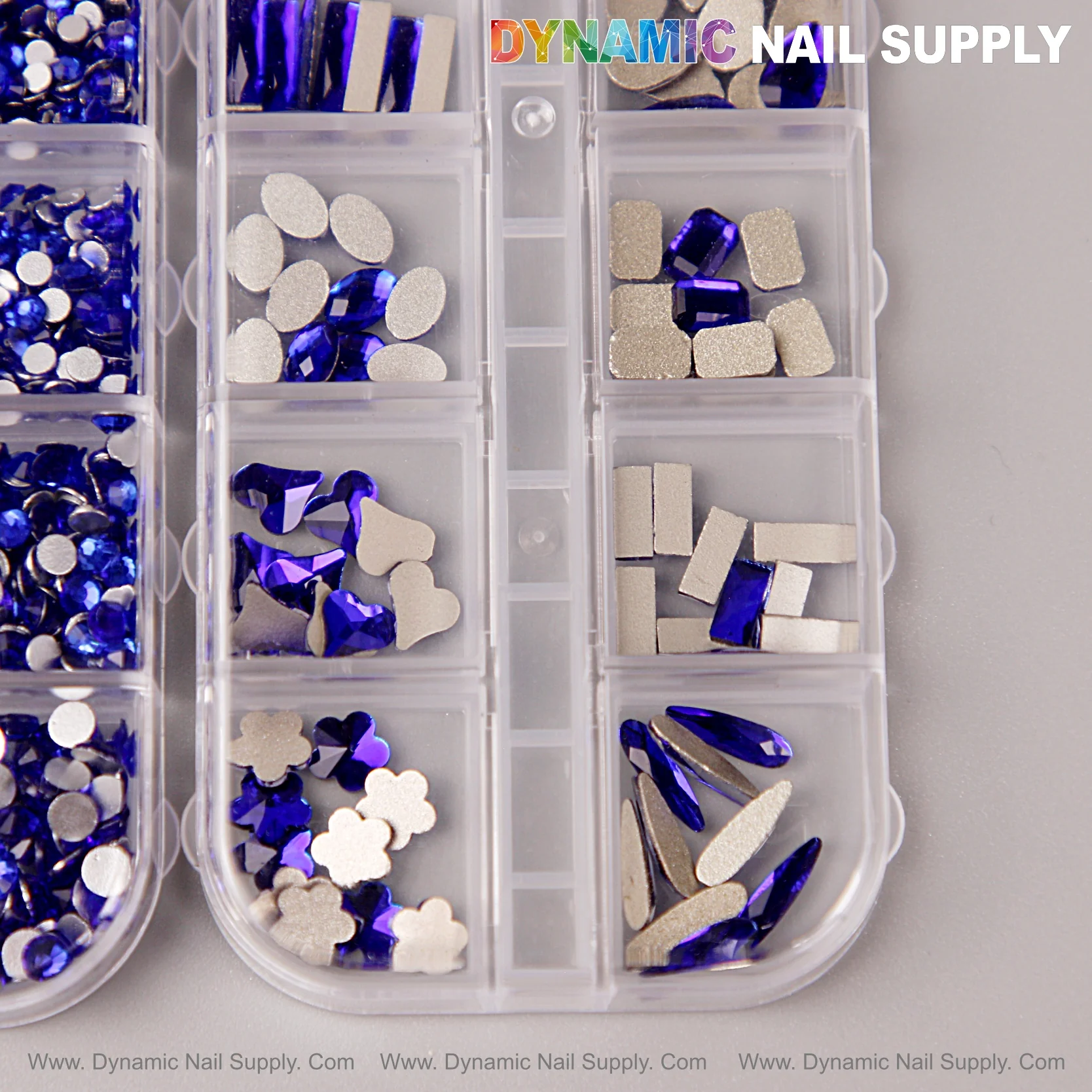 [Blue] Multi Shape Size Nail Crystal Gem Rhinestone Set - Flat Back, with Kit - Mixed Round and Different Shapes - Image 8