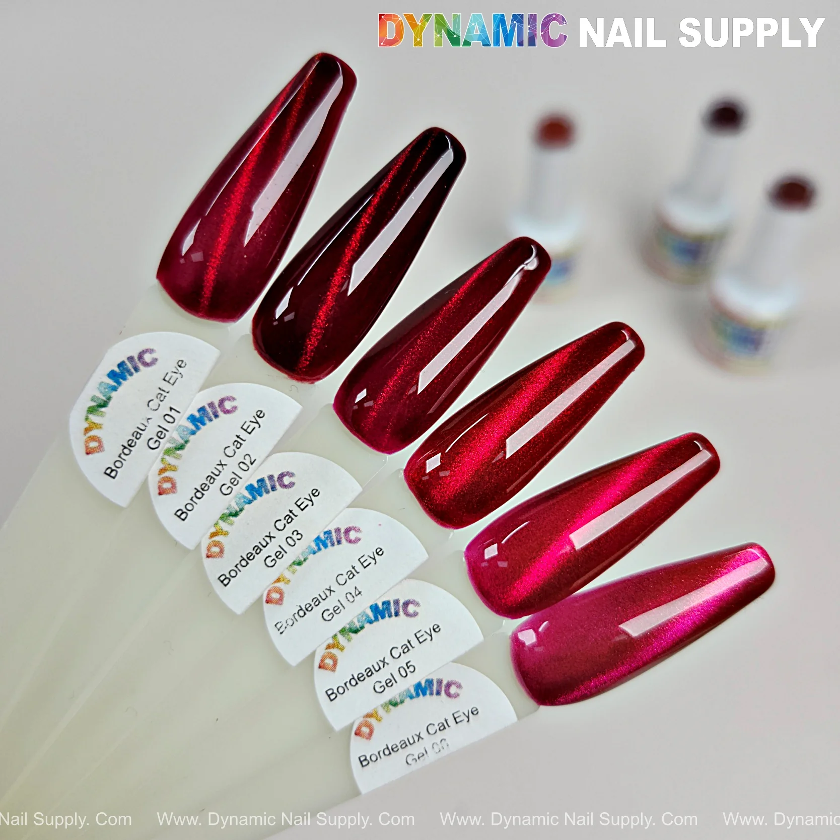 Bordeaux Cat Eye #1 - Magnetic Glassy Red Wine Shimmery Gel Polish - Image 3