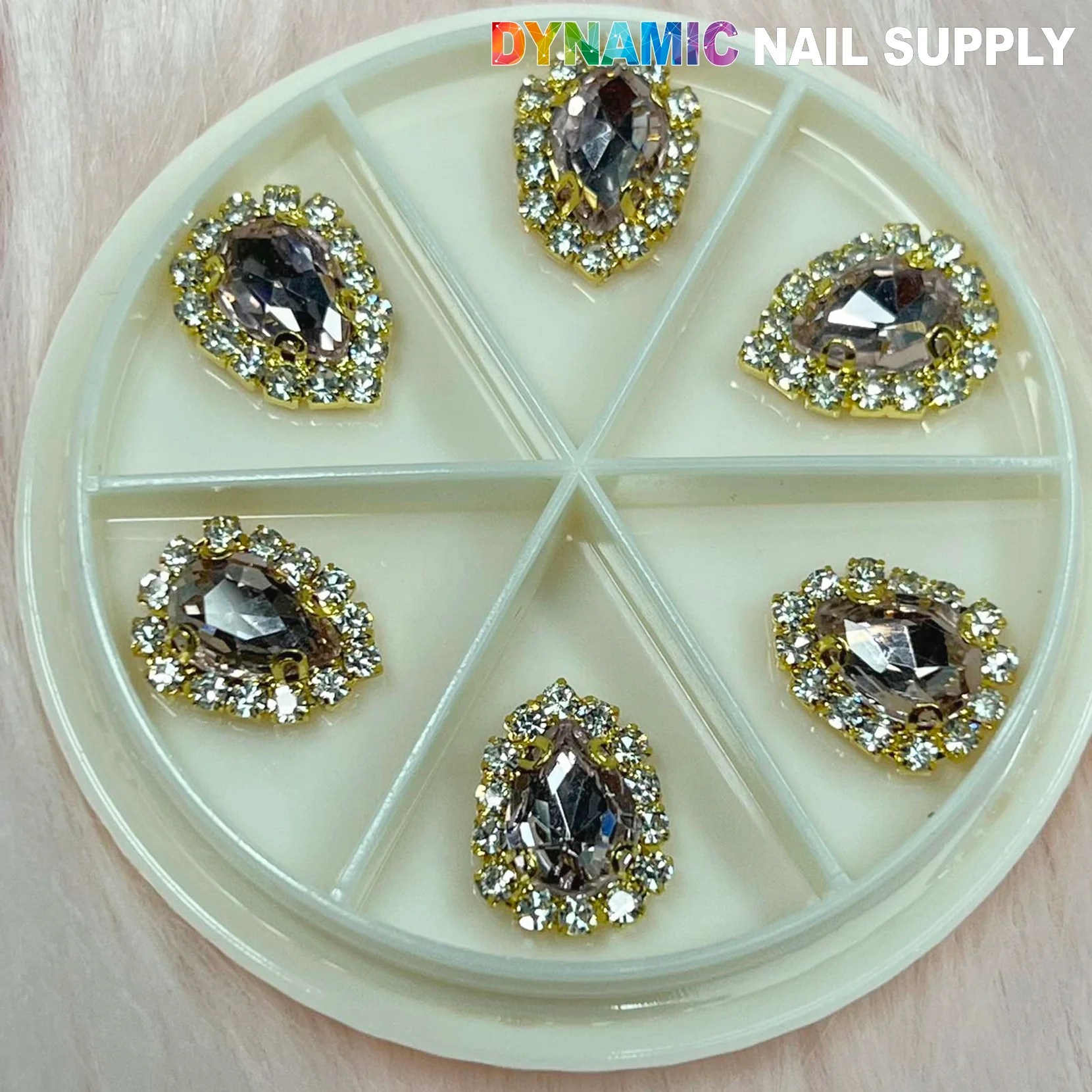 Rose Gold Heart Rhinestone Nail Charms - Image 3