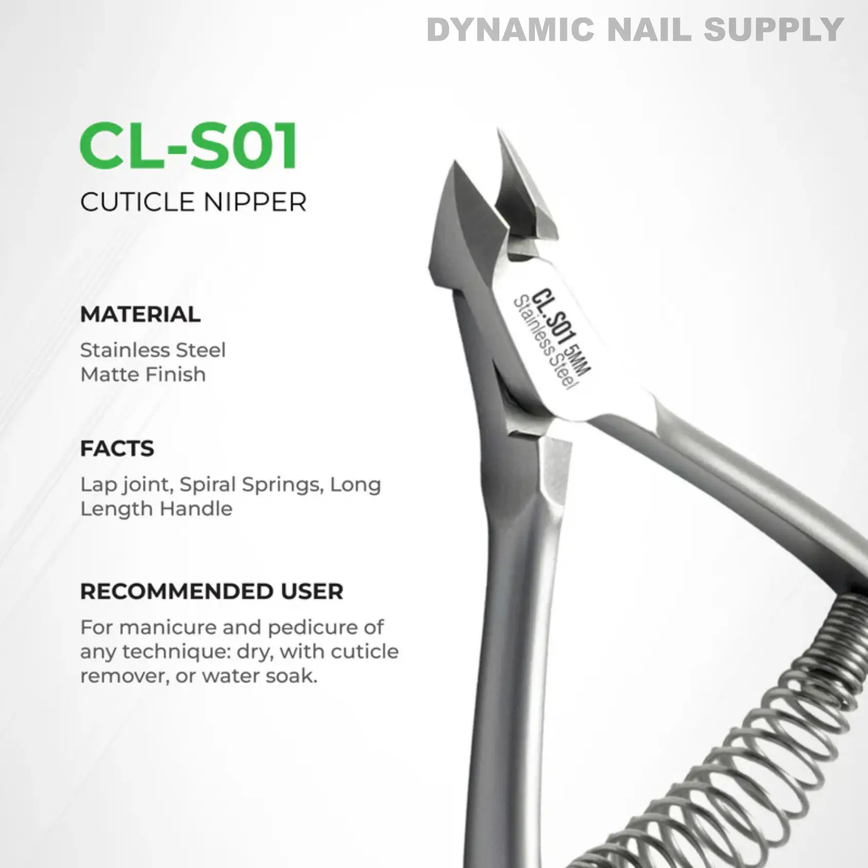 CL.S01 5MM - Professional Cuticle Nippers Spiral Springs Stainless Steel - Image 9