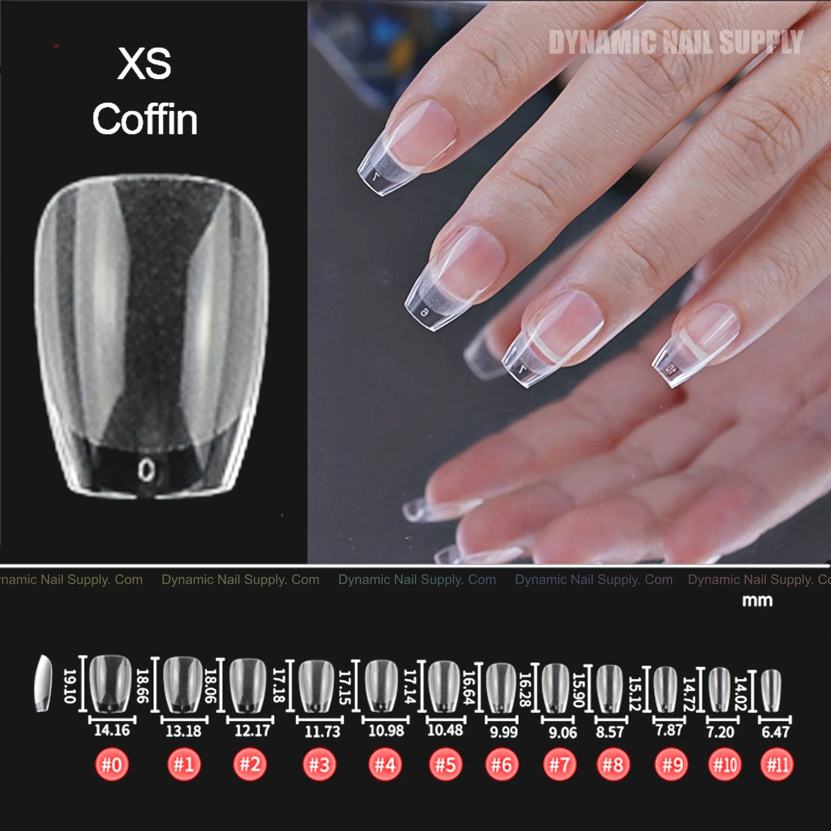[Coffin XS] Full Cover Tips - Soft Gel X tips - 600 pcs - Extra Short 11 sizes - Image 2