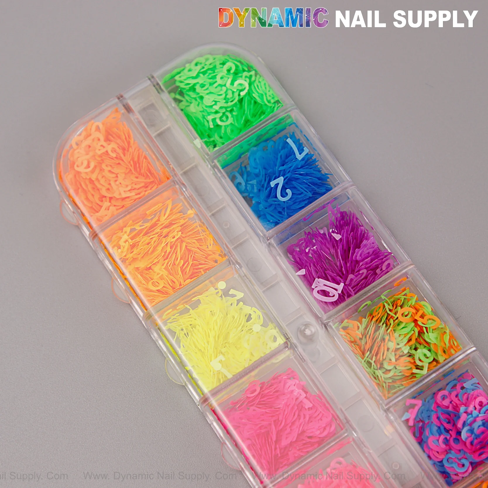 Colorful Neon Nail Sequins Number Charms - Neon Nail Art Number Charms - Image 2