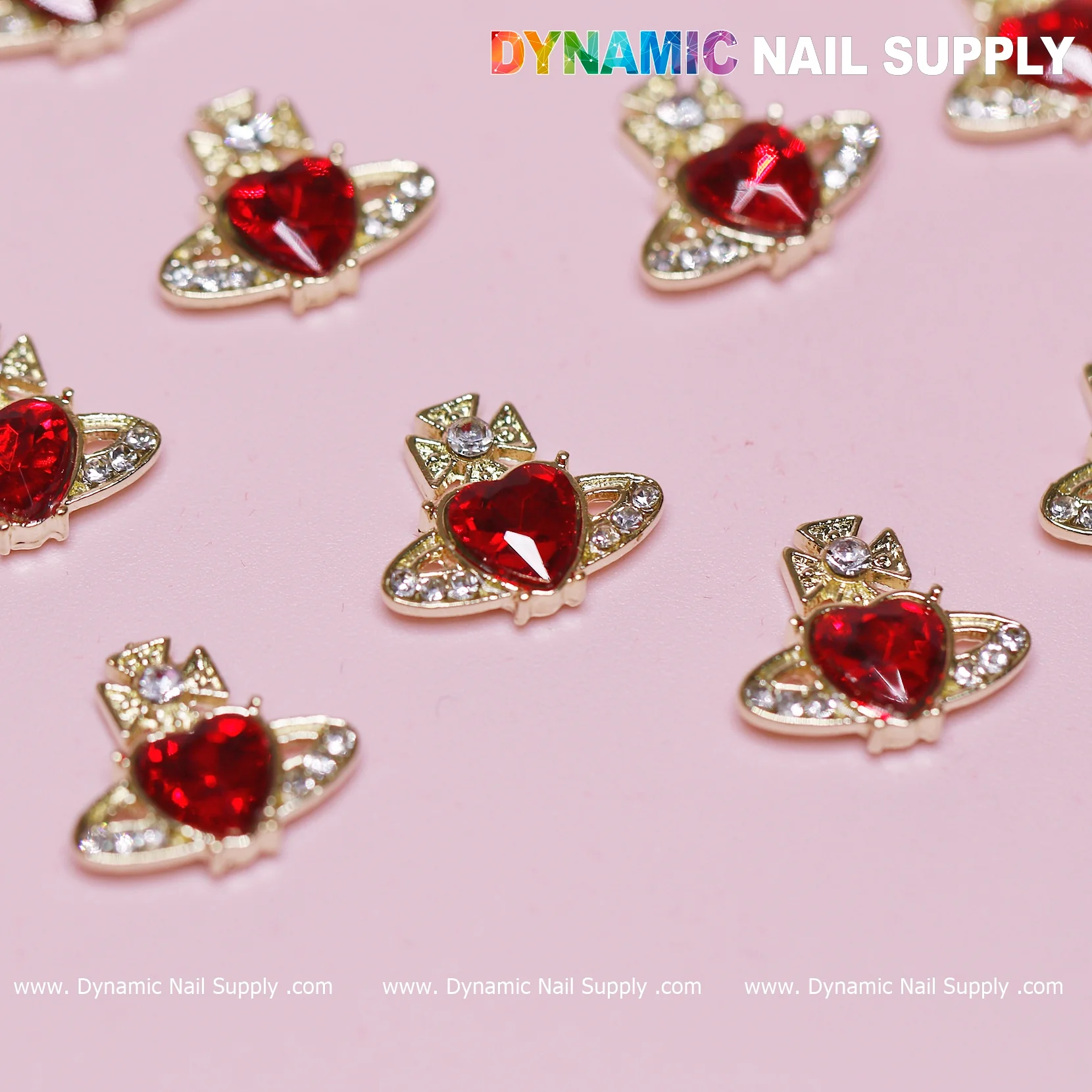 12 pcs Vivienne Westwood Vintage Red Heart Charms for Nails art designer - Image 3