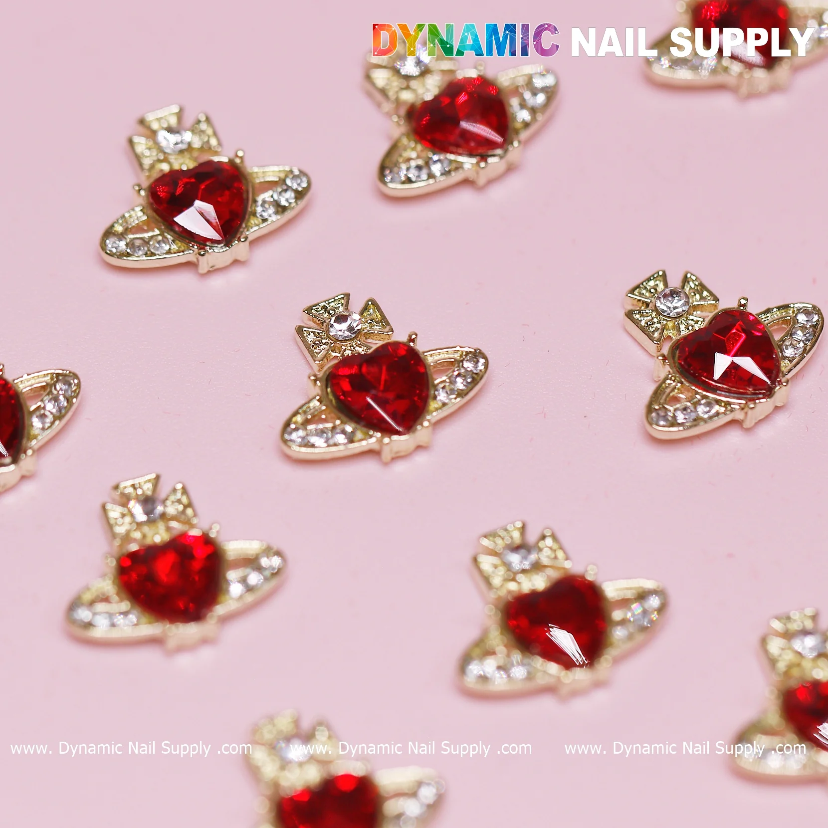 12 pcs Vivienne Westwood Vintage Red Heart Charms for Nails art designer - Image 4