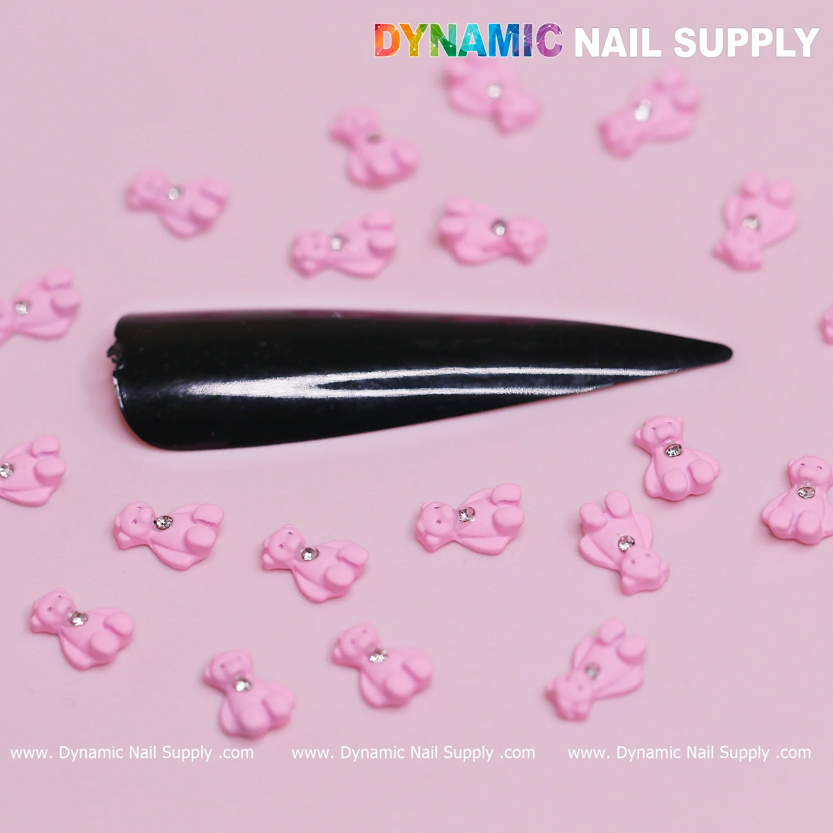 20 pcs Pink Teddy Bear Charm for Valentines Nail Design - Image 2