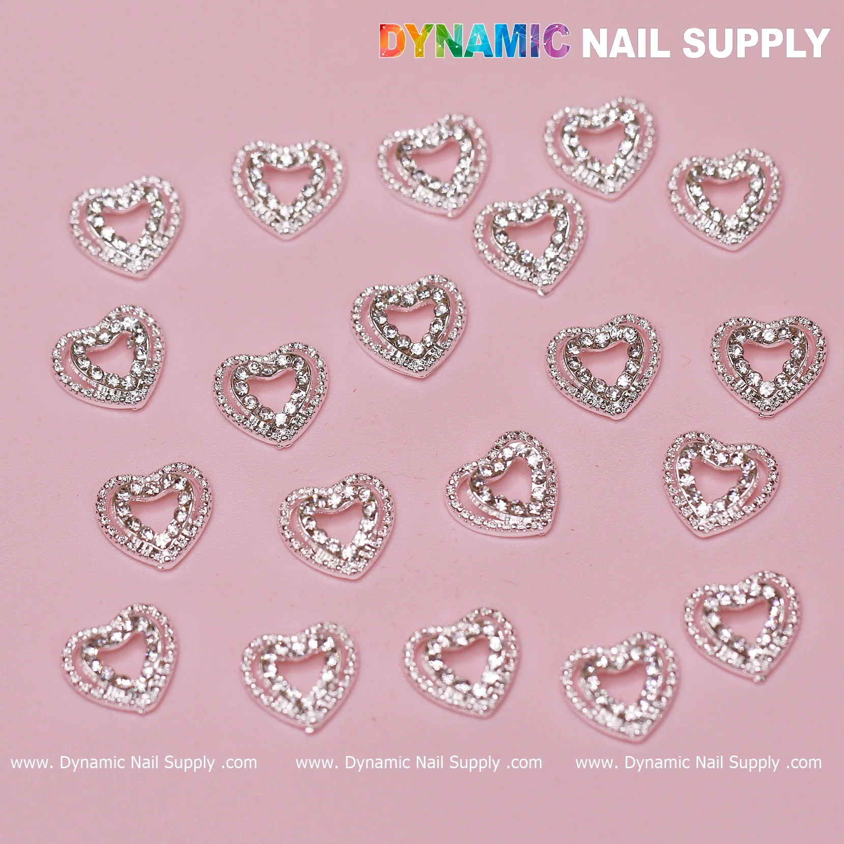 20 pcs 3D Silver Heart Shape Charms for Valentines Nails Art Design - Image 4