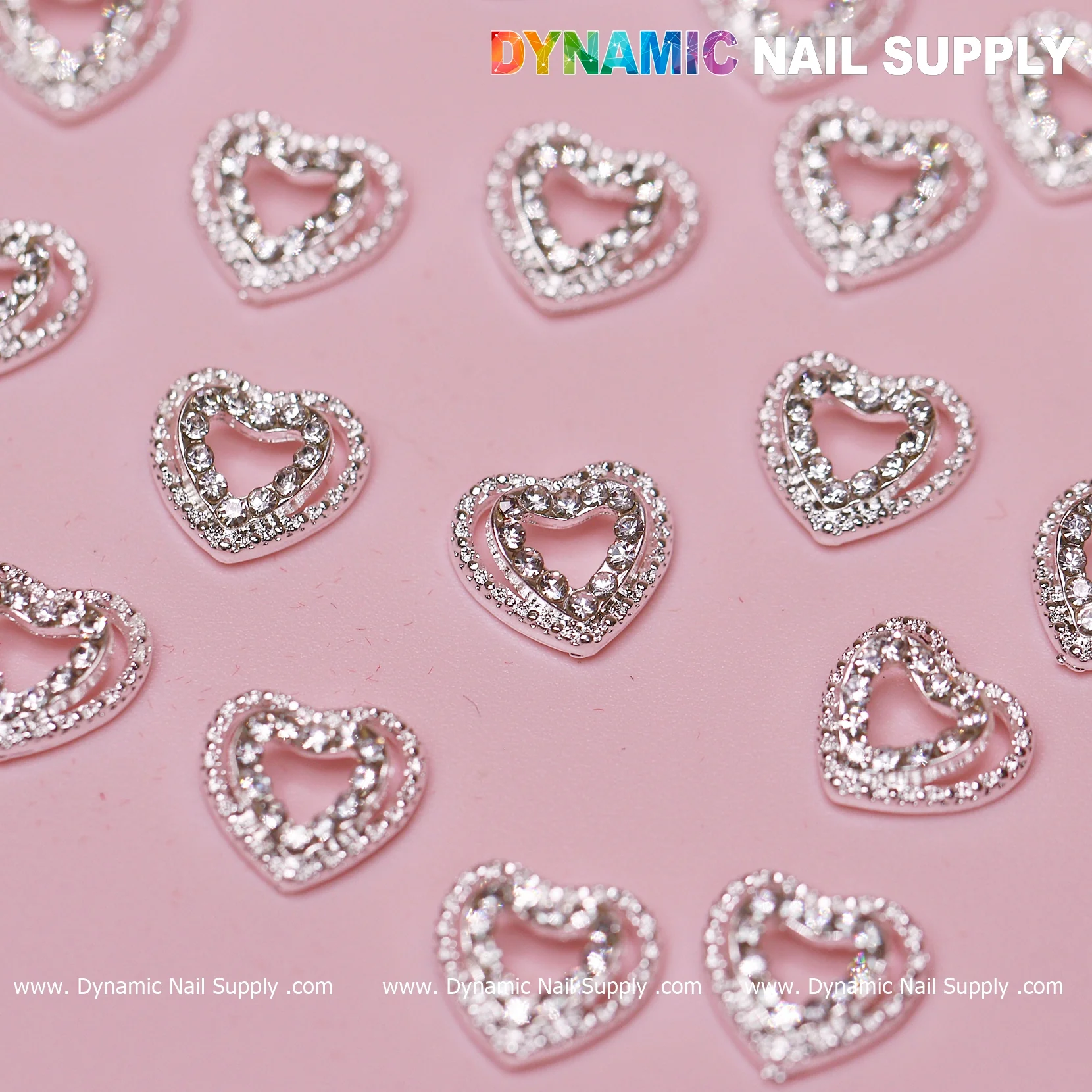 20 pcs 3D Silver Heart Shape Charms for Valentines Nails Art Design - Image 7