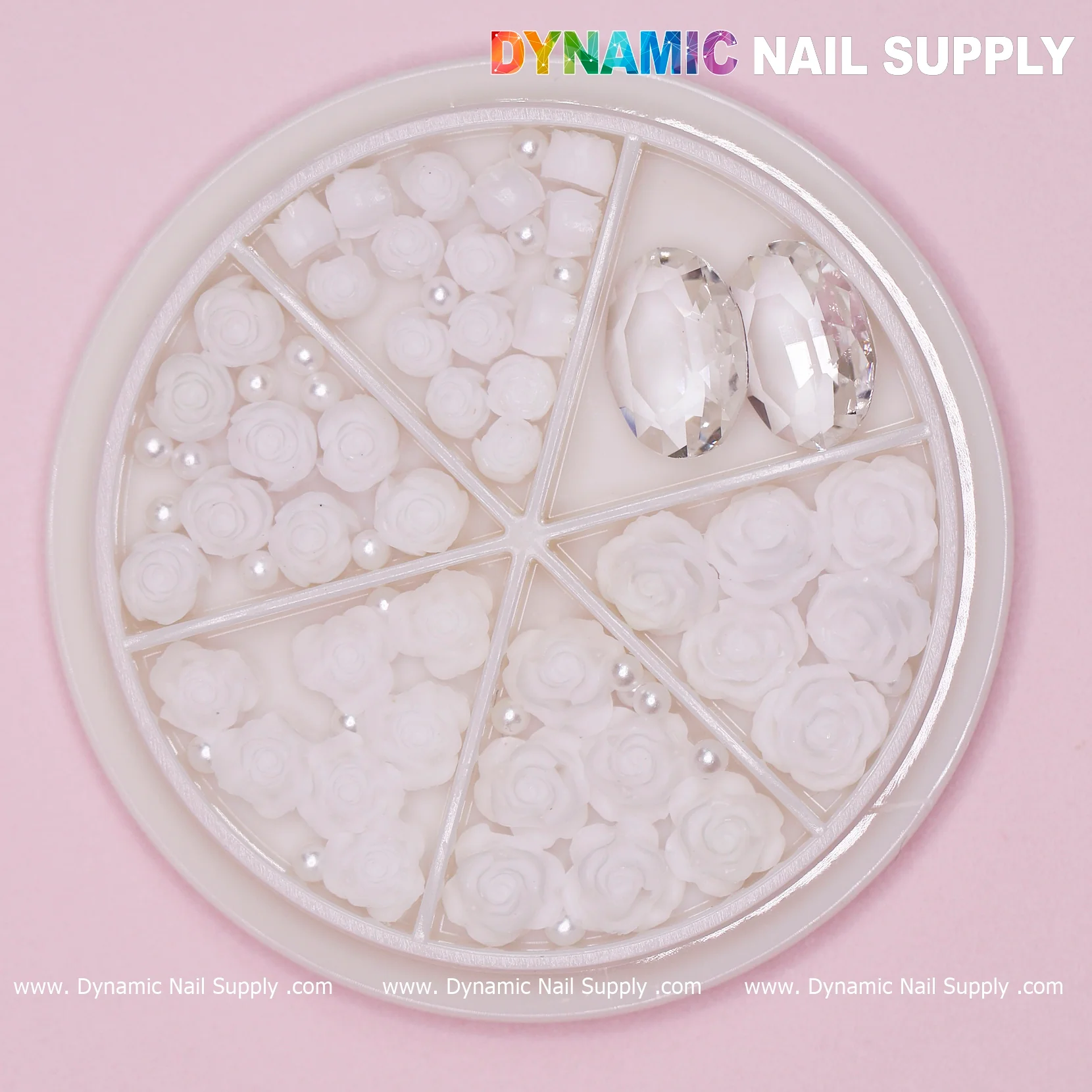 40 pcs White 3D Roses Flower Charm with pearls and stones Accessories for Nails Art Design - Image 4