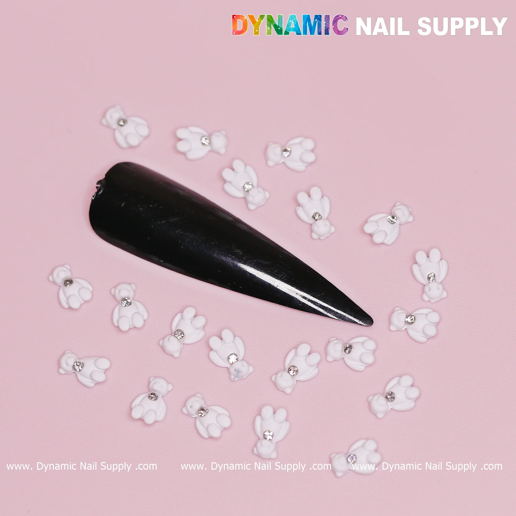 20 pcs White Teddy Bear Charm for Valentines Nail Design - Image 5
