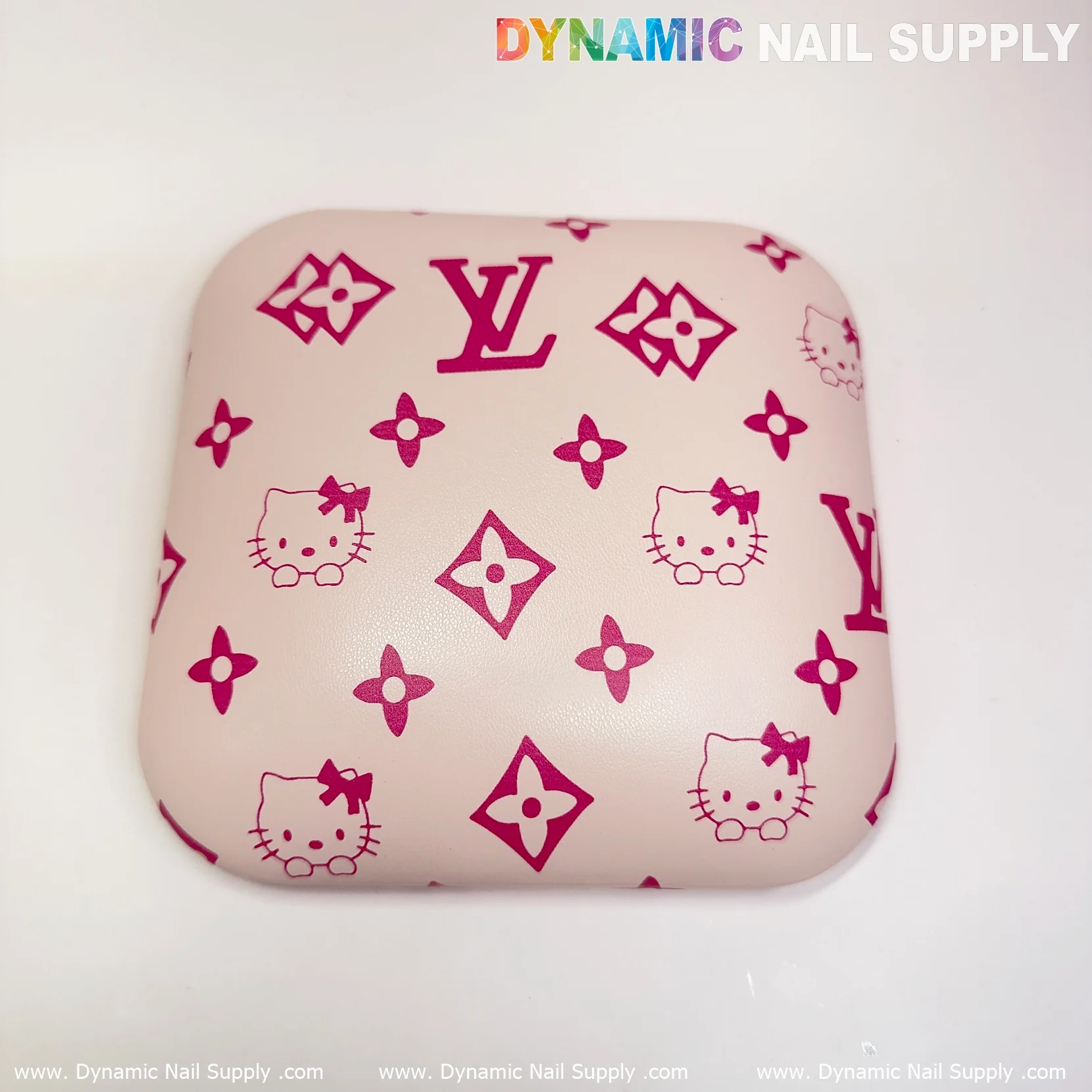 (Creamy Pink LV Kitty Smooth) Leather Elbow Cushion Pad Arm Rest Support for Manicure Nail Desk - Image 6