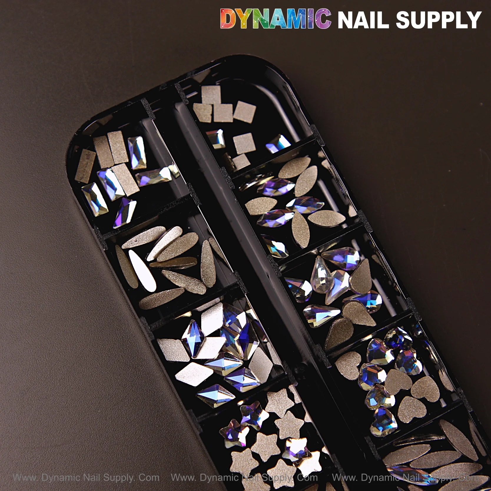 [Crystal Blue AB 6] Mixed 12 Shapes Raindrop Square Heart Moon Nail Art Rhinestone Gems - Image 2