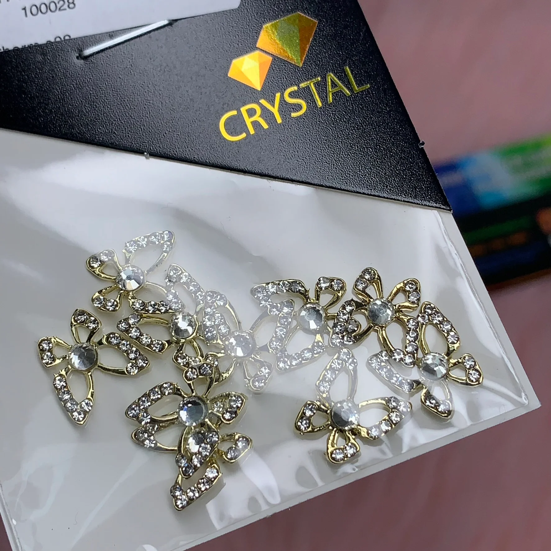 Crystal-Edge 3d Luxury Butterfly charms for nails art design (Silver Crystal Diamond) - Image 2
