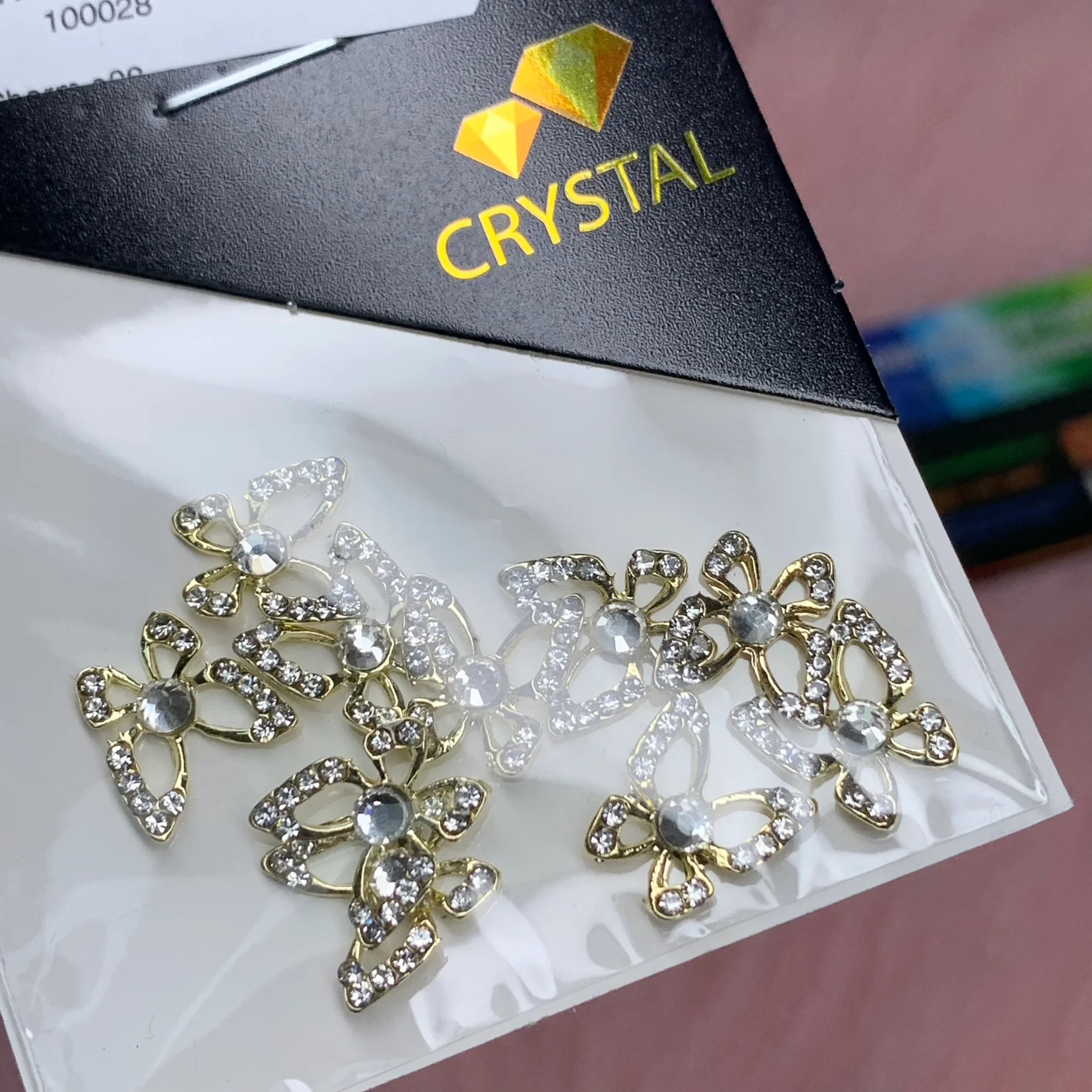 Crystal-Edge 3d Luxury Butterfly charms for nails art design (Silver Crystal Diamond) - Image 3
