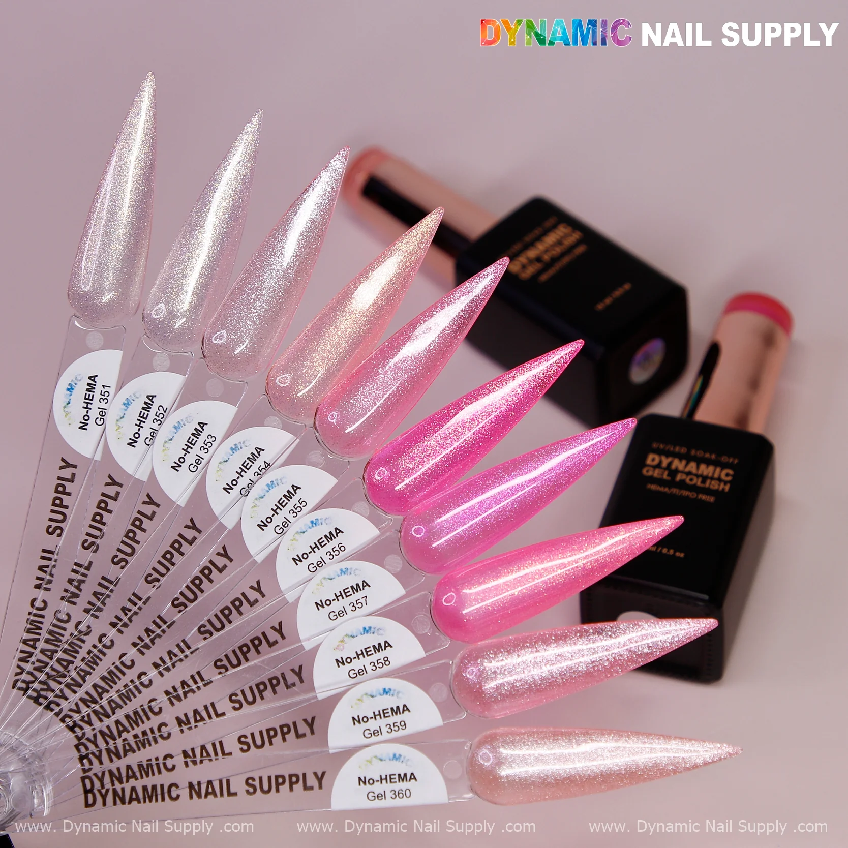 Dynamic No-HEMA Gel Polish - Color 351 to 360 - Pretty Shimmery Colors