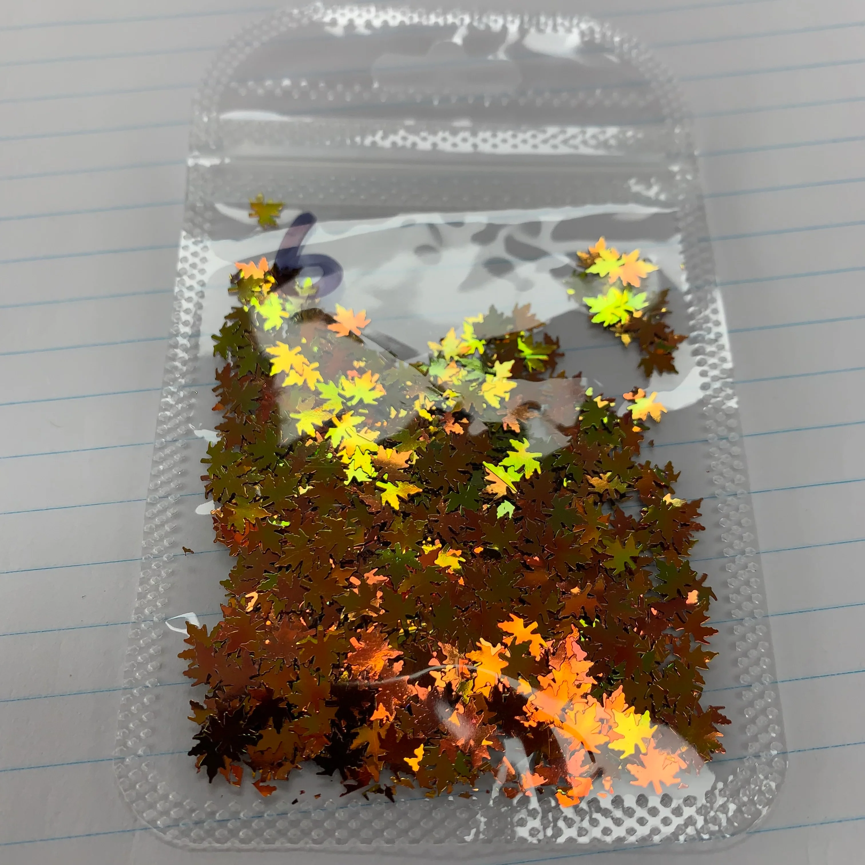 Fall leaf glitter / Maple leaves sequin for nails art design - color-shifting glitters - Image 8