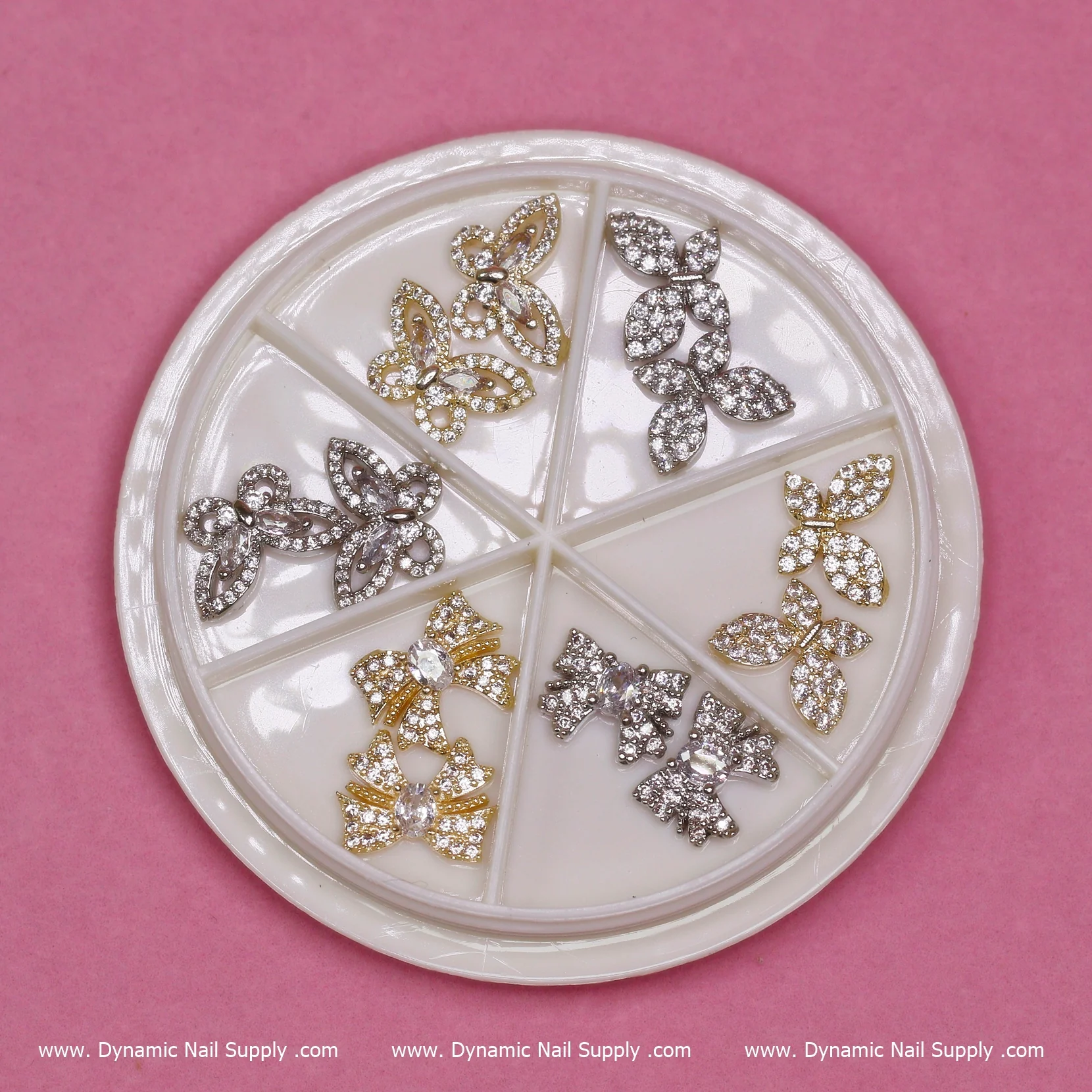 (Gold) 12 pcs Unique Butterfly Rhinestone Charm for Nails Art Designer
