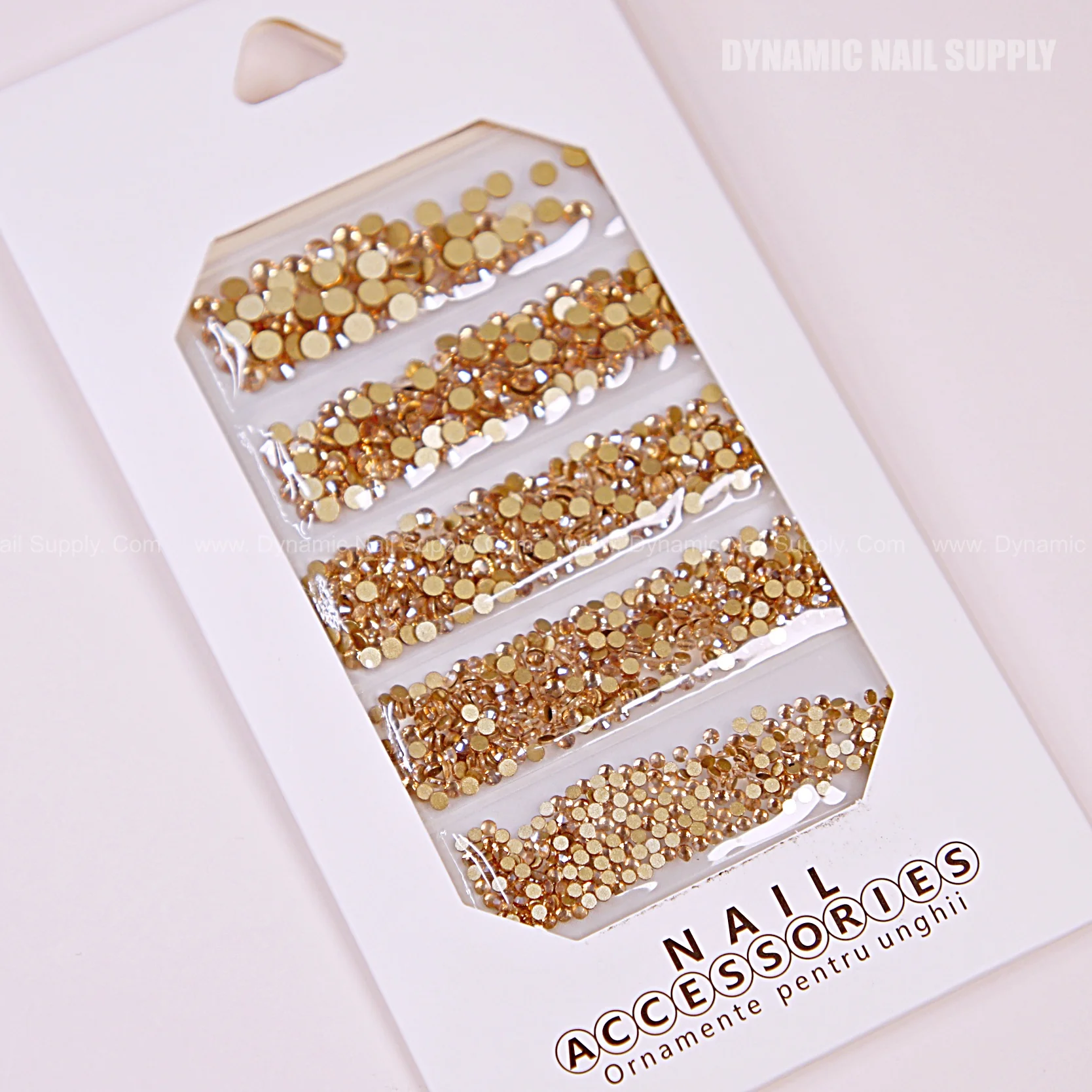 [Gold Gold-back] Rhinestone set Flat Gold Back 6 Round Shapes and Mixed-Sizes
