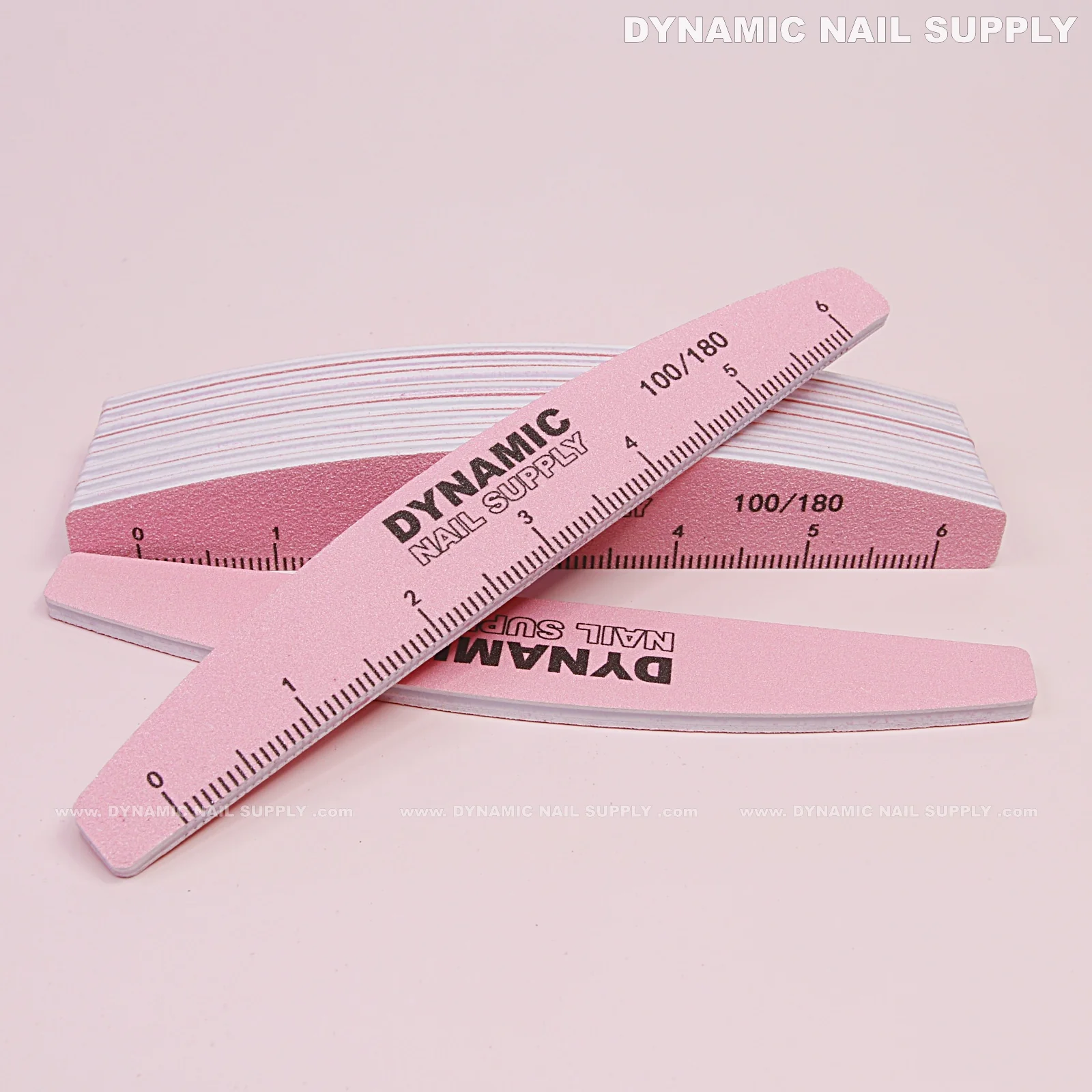Half-moon Acrylic Nail files Grit 100/180 - Pack 10 - Pink Double-side with Hard board - Medium and Fine - Image 5