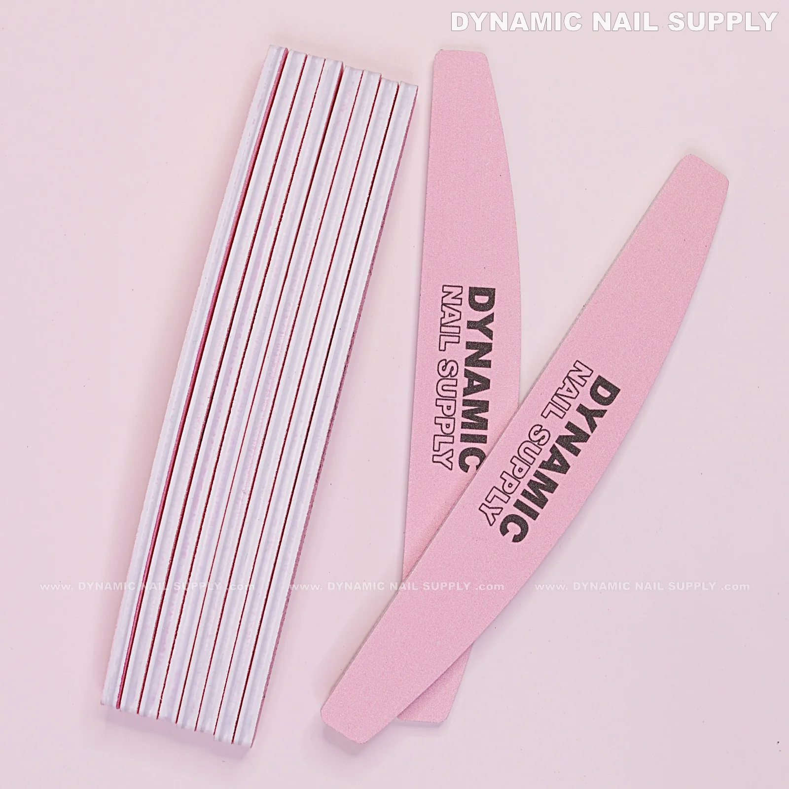 Half-moon Acrylic Nail files Grit 100/180 - Pack 10 - Pink Double-side with Hard board - Medium and Fine - Image 7