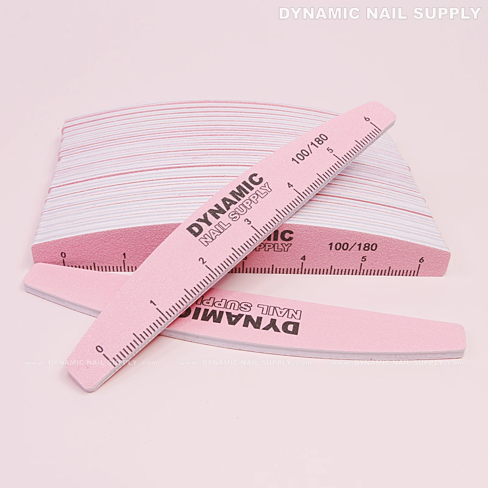 Half-moon Acrylic-Nail files Grit 100/180 - Pack 25 - Pink Double-side with Hard board - Medium and Fine - Image 7