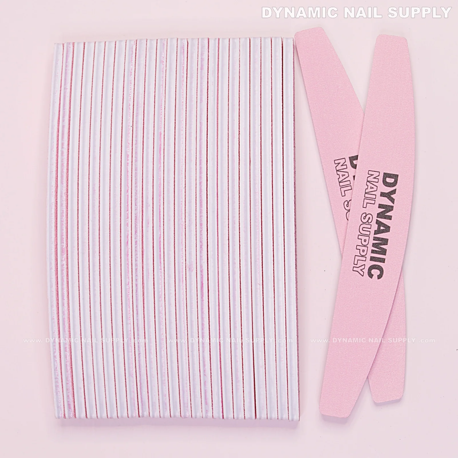 Half-moon Acrylic-Nail files Grit 80/100 - Pack 25 - Pink Double-side with Hard board