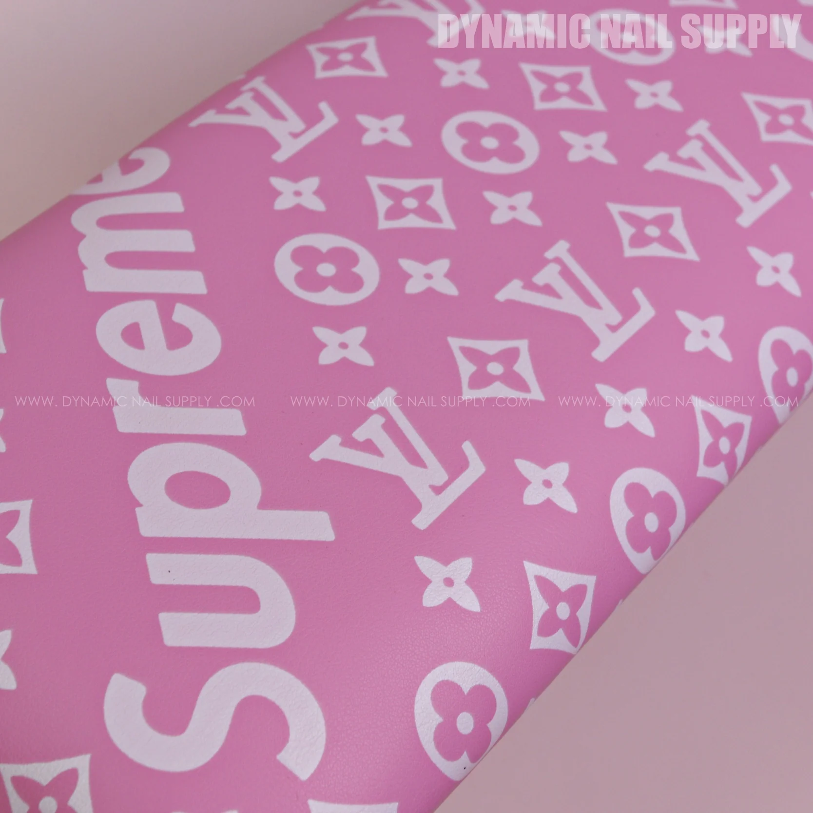 (RA054 - White Spreme/LV Pattern - Pink Base) Handrest for Nail Table Manicure Services (Reposabrazos Para Manicura) - Image 2