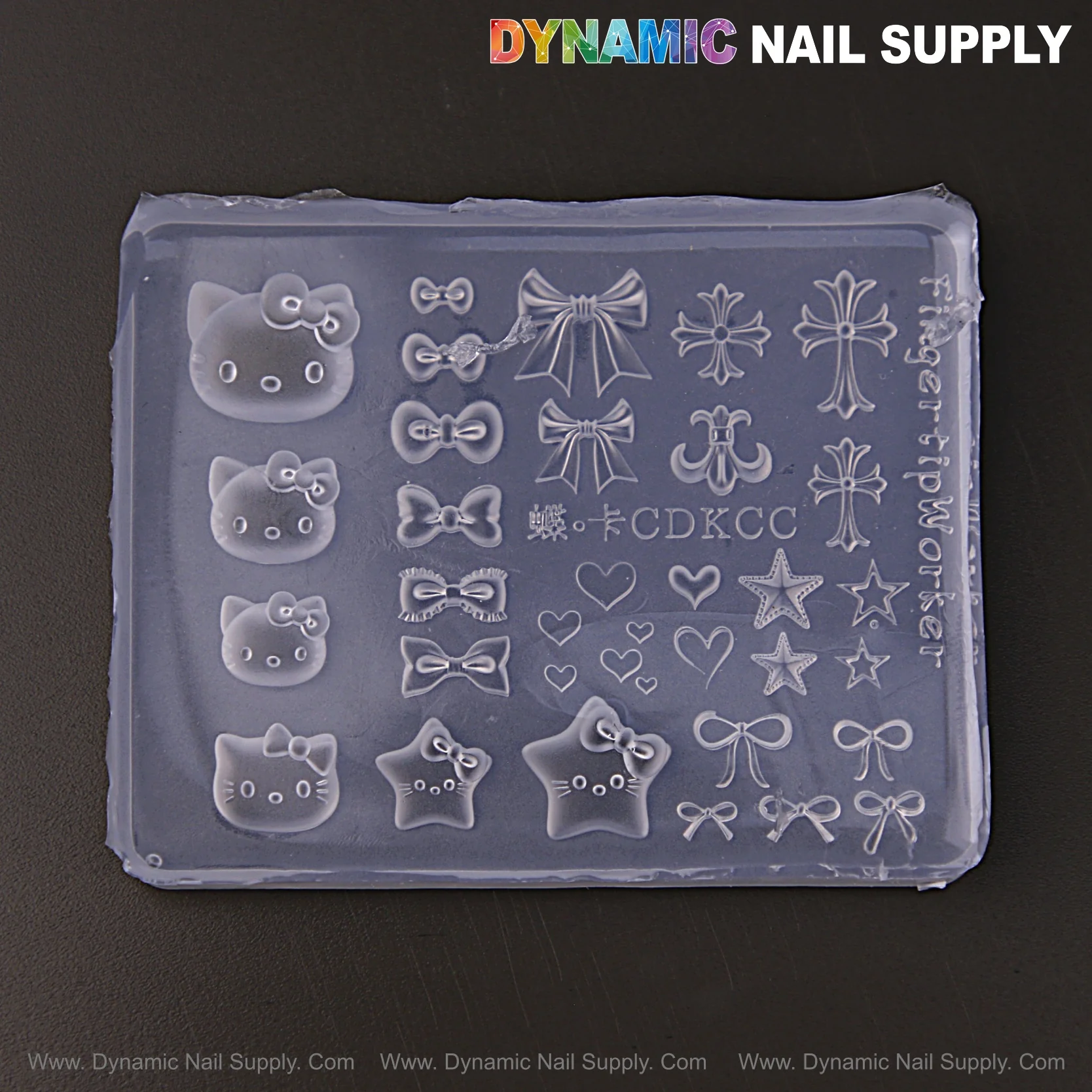 Hell0 K1tty, Bows, Hearts, Cross Charms - 3D Nail Art Silicone Charm Molds for Customized Embossed Charms, DIY Nail Tools