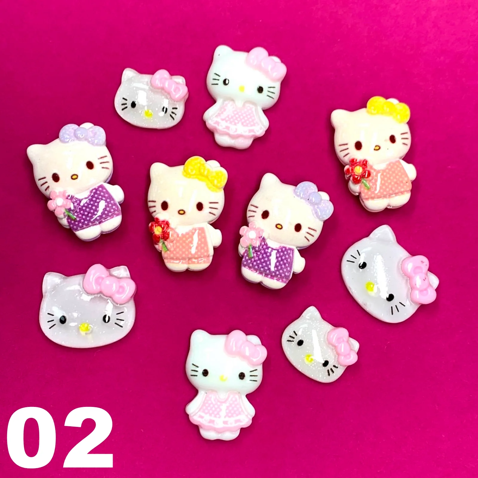 Hello Kitty Charm set - Cat Logo Nail Charms for Nails Art Designs - Image 5