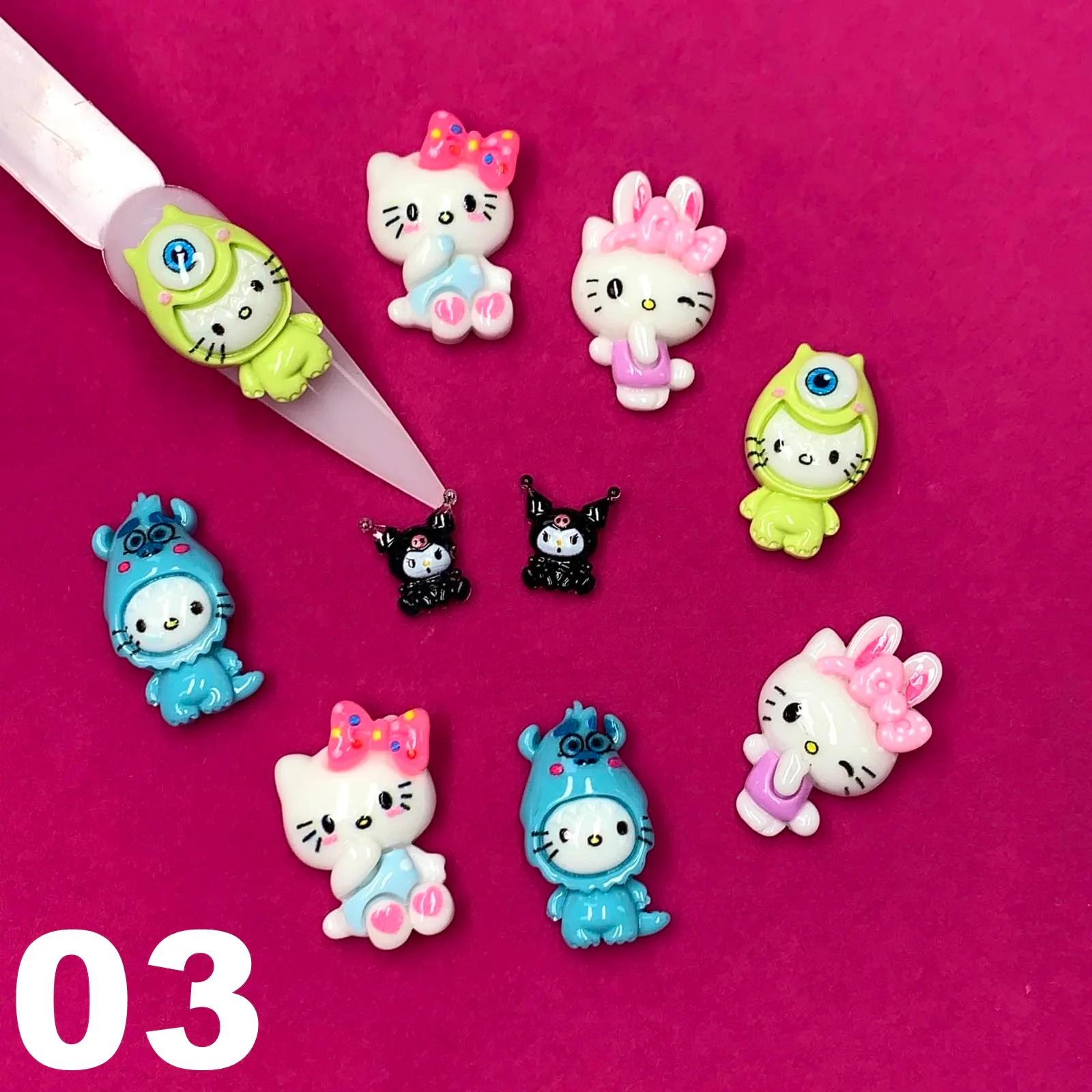 Hello Kitty Charm set - Cat Logo Nail Charms for Nails Art Designs - Image 8