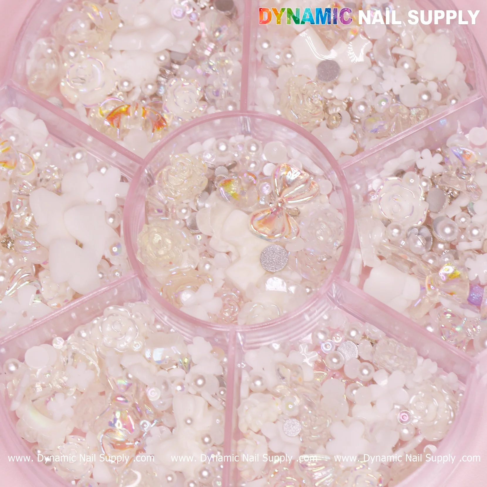 Iridescent White 3D Resin Flowers and Bows shape charms rhinestones for Spring Nails Art design - Image 10
