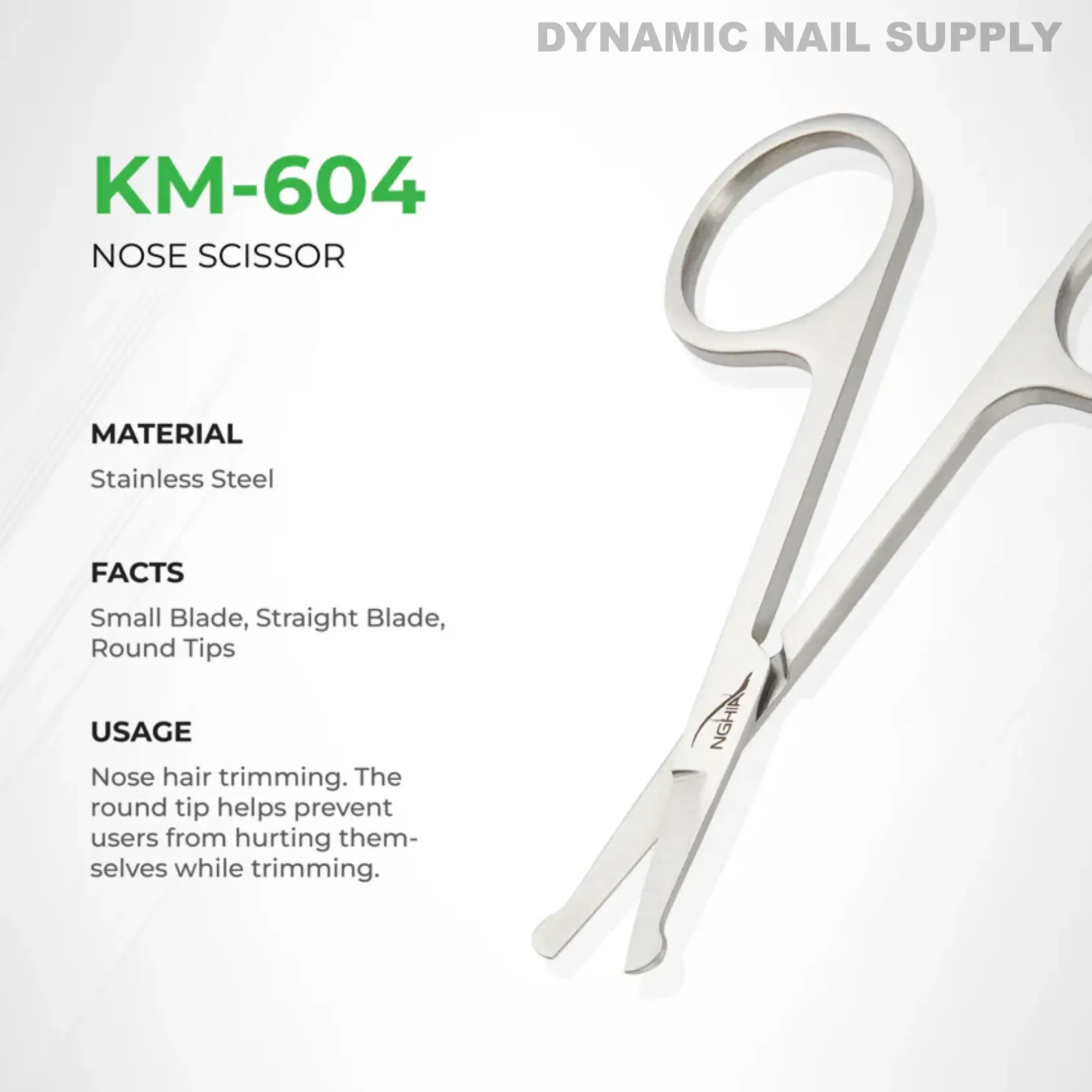 KM.604 - Professional Nose Hair Scissors Round Tips Stainless Steel - Image 7