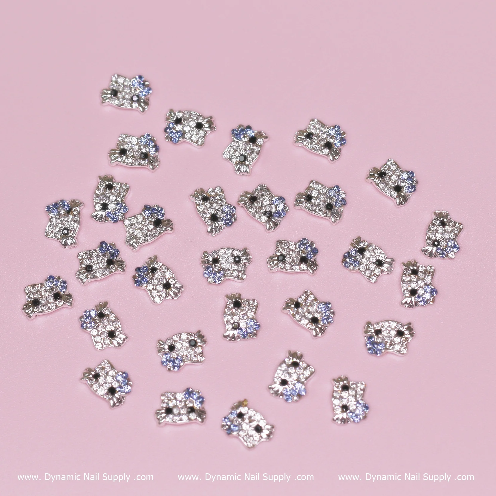 (Light Blue) 30 pcs Metal Hell0 Kitty Design Nail Charms (zircon alloy charm)