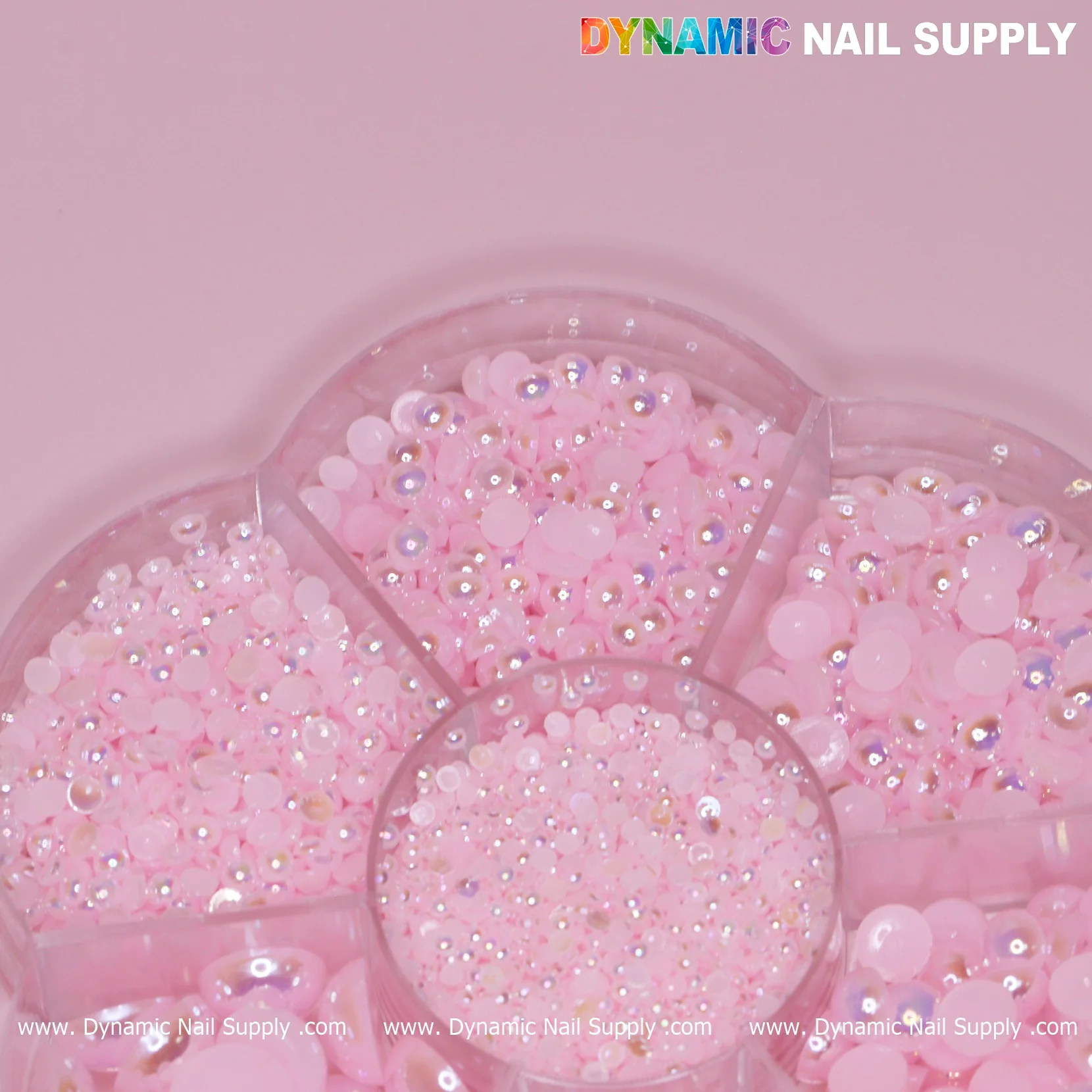 Light Pink Half Pearl Beads for Nails art design (flat back) - Image 2