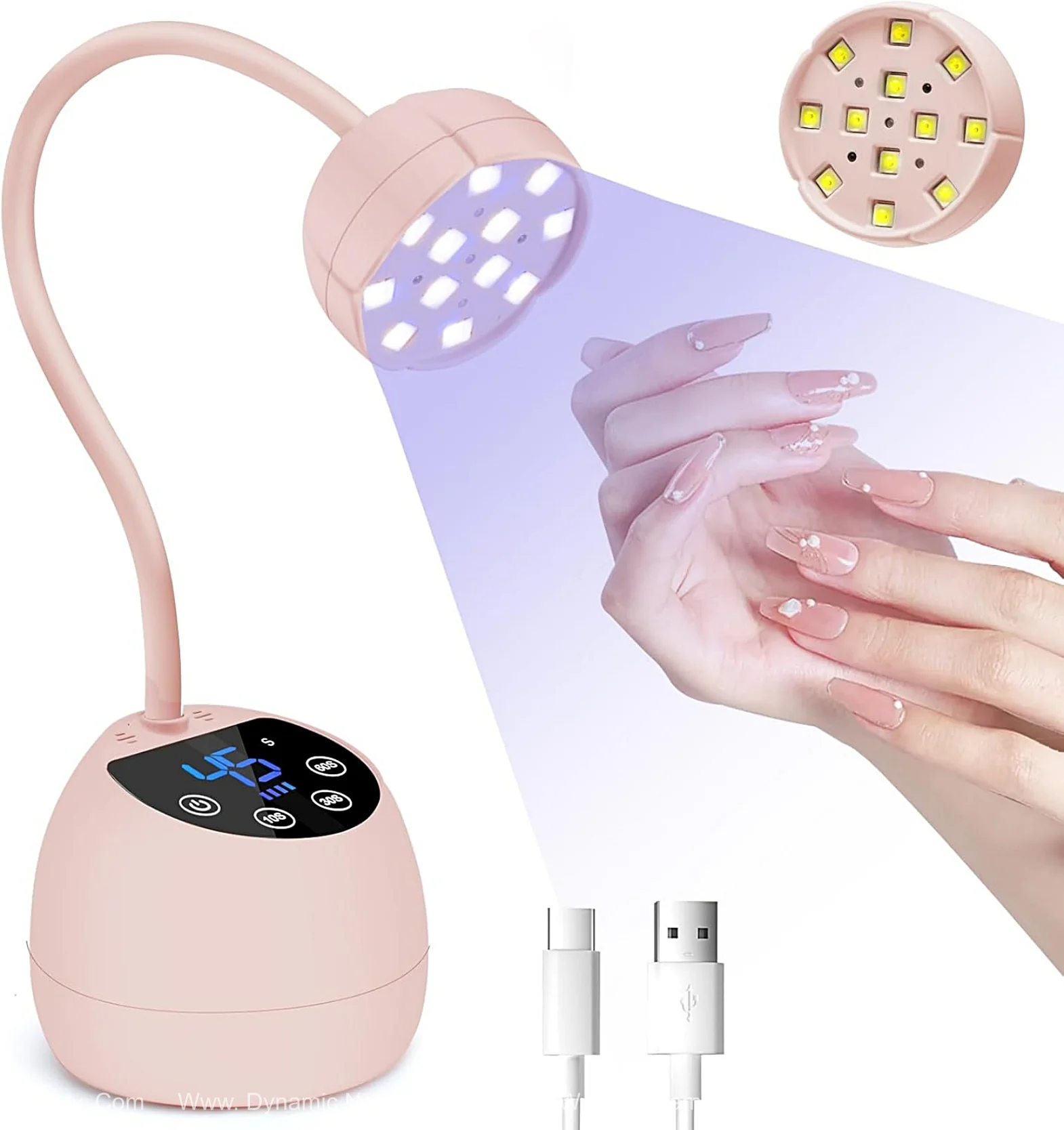 [Light Pink] Mini Flash Cure UV LED Lamp 36W -Auto Sensor Gooseneck Portable USB Nail Dryer - Image 2