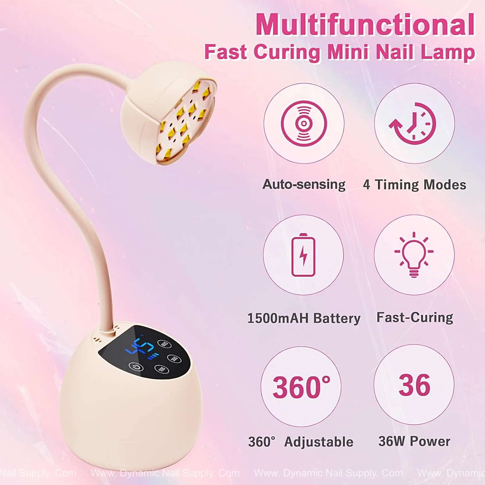 [Light Pink] Mini Flash Cure UV LED Lamp 36W -Auto Sensor Gooseneck Portable USB Nail Dryer - Image 6