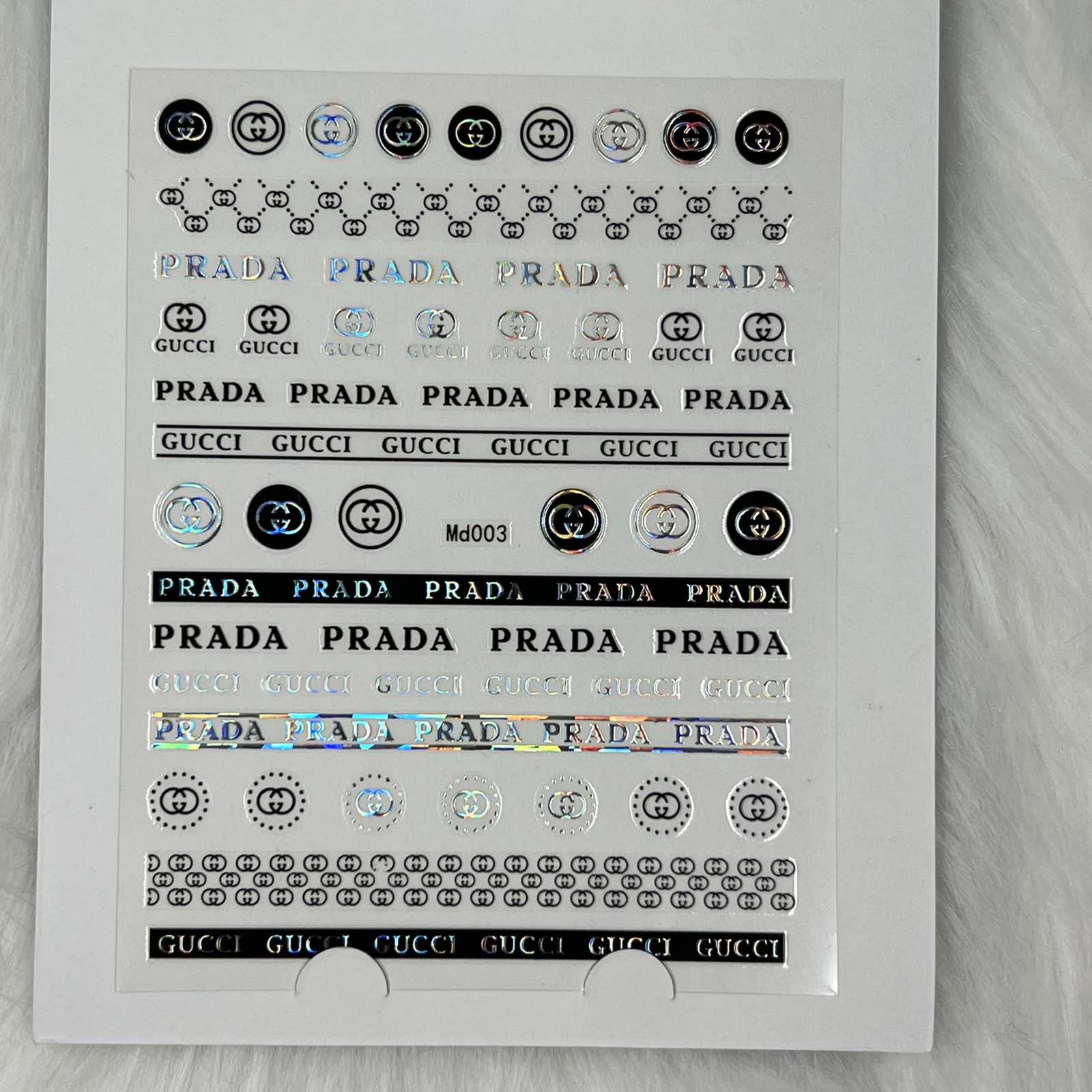 Logo Sticker for nails art design - Md003 - Silver Holographic