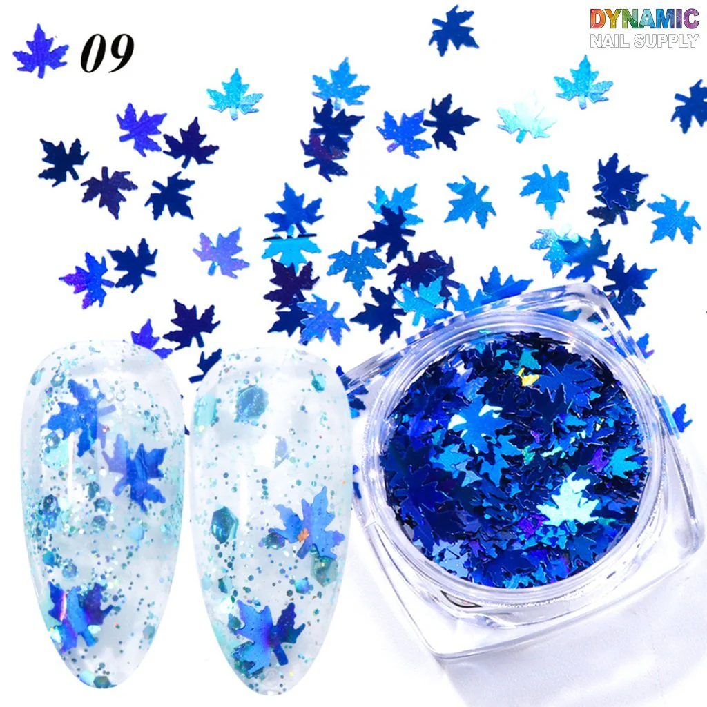 Maple Leaves glitter (Fall, Autumn) - Set of 12 colors glitter for nails art design - Image 3