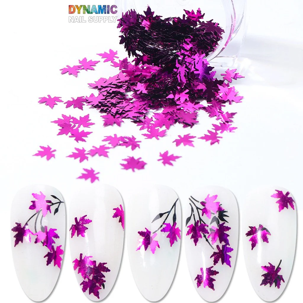 Maple Leaves glitter (Fall, Autumn) - Set of 12 colors glitter for nails art design - Image 5