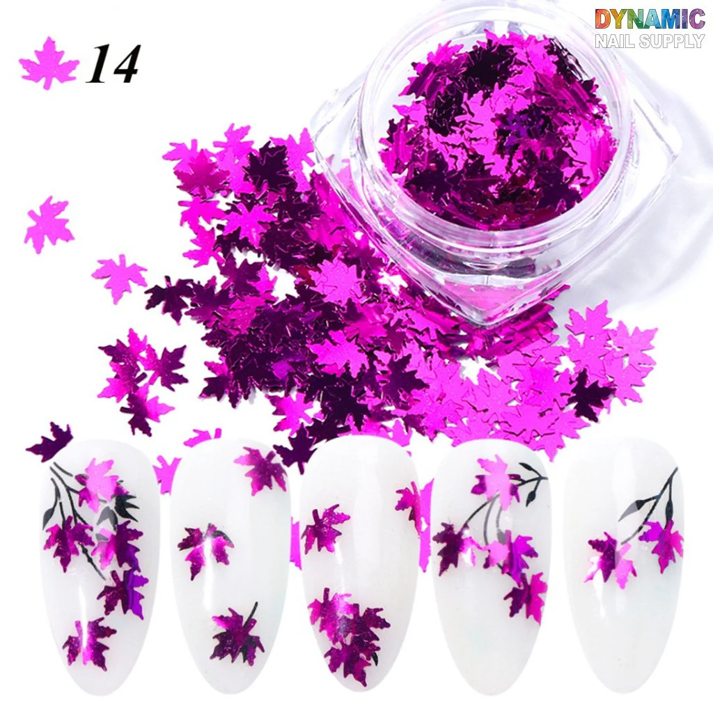 Maple Leaves glitter (Fall, Autumn) - Set of 12 colors glitter for nails art design - Image 6