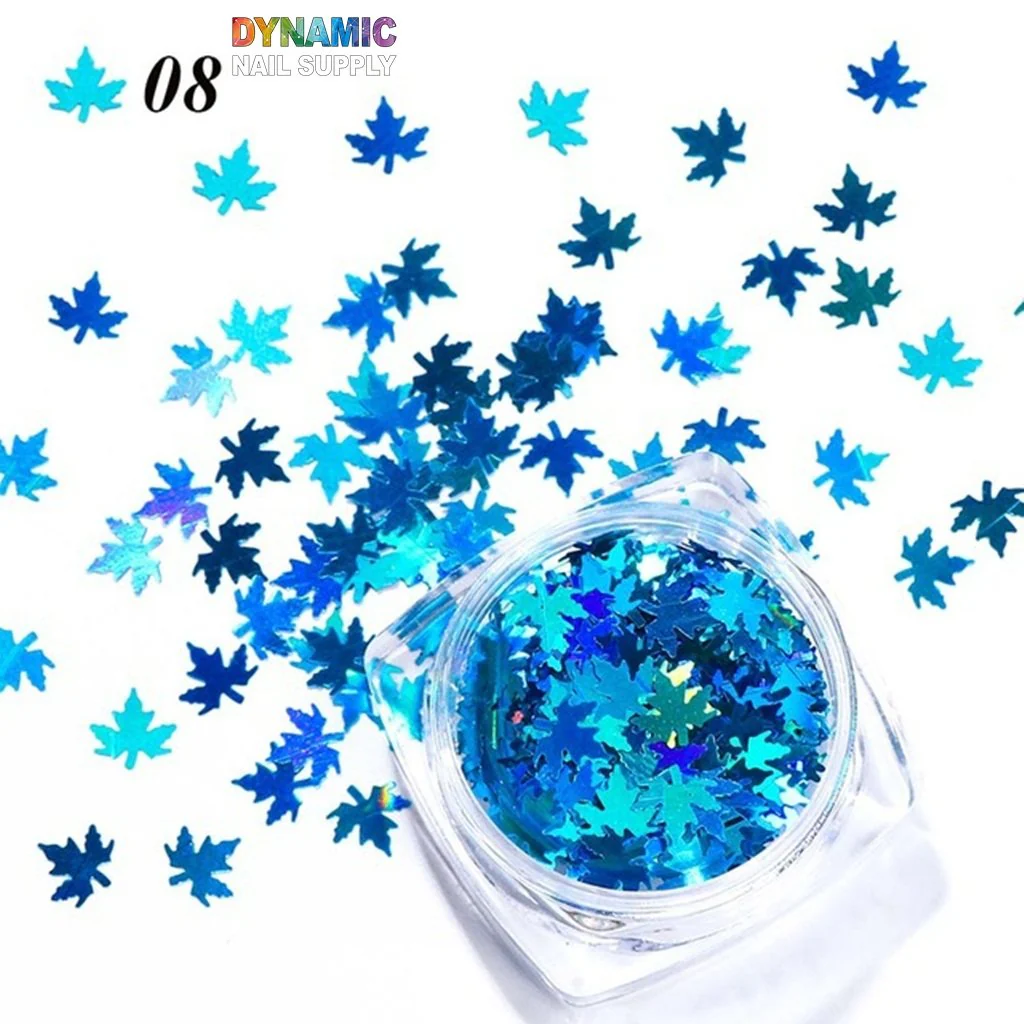 Maple Leaves glitter (Fall, Autumn) - Set of 12 colors glitter for nails art design - Image 7