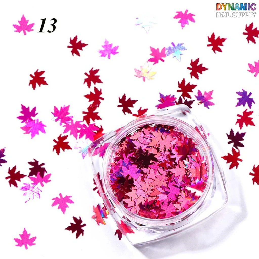 Maple Leaves glitter (Fall, Autumn) - Set of 12 colors glitter for nails art design - Image 8