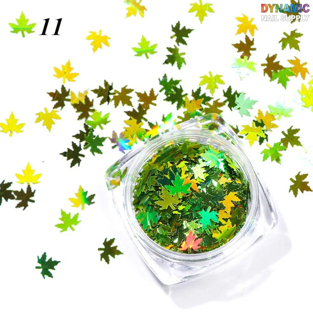 Maple Leaves glitter (Fall, Autumn) - Set of 12 colors glitter for nails art design - Image 9