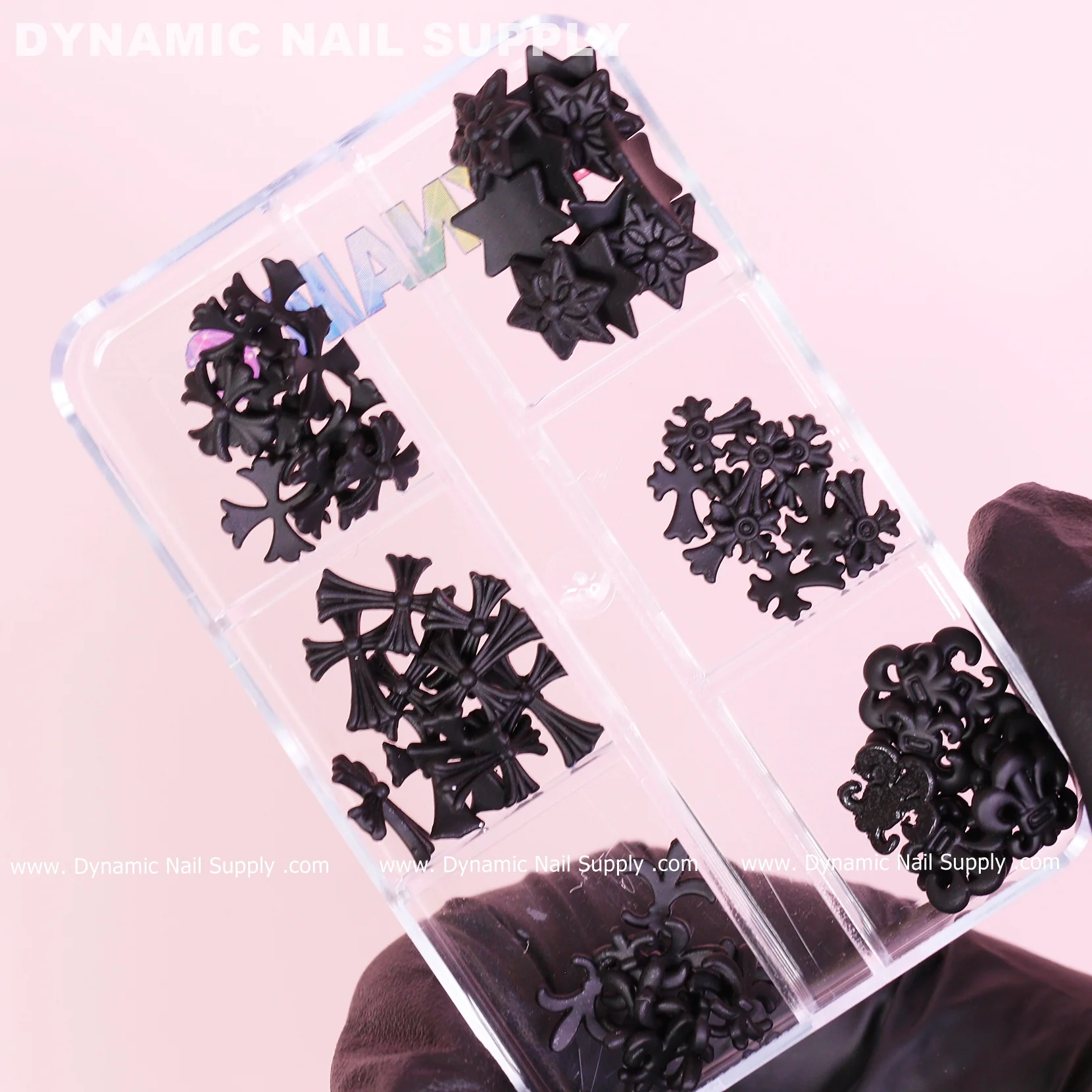60pcs Matte Black Chrome Heart Resin Charms (Antique Crosses) for Nails Art design - Image 3
