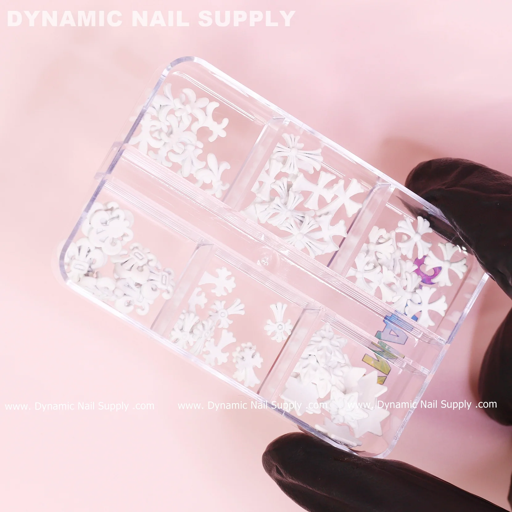 60 pcs Matte White Chrome Heart Charms (Antique Crosses) for Nails Art design