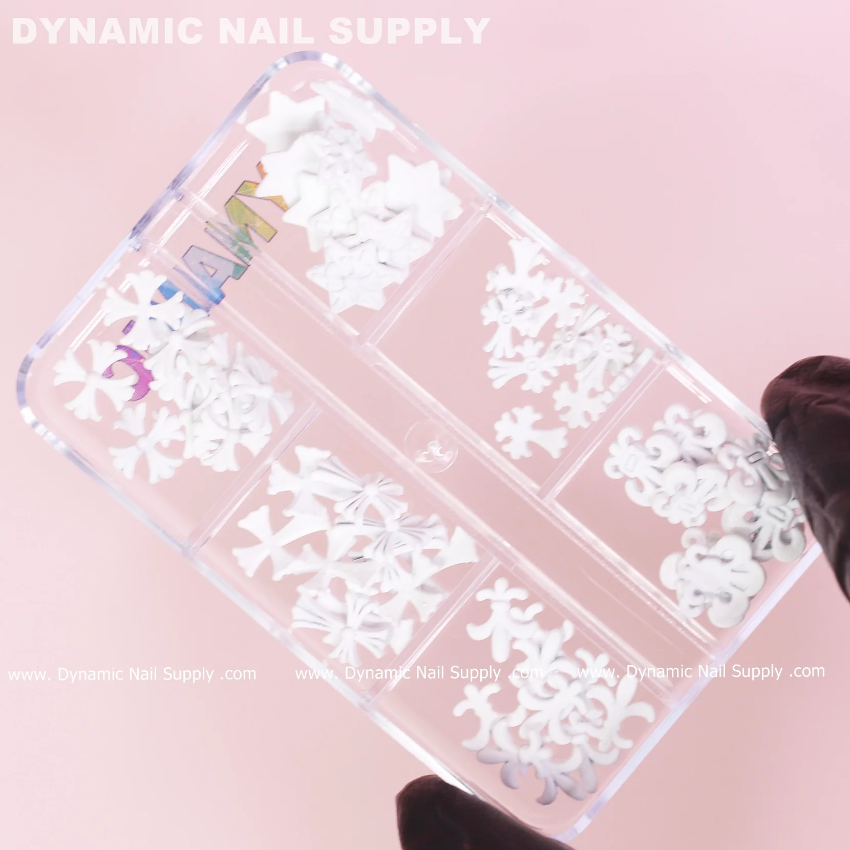 60 pcs Matte White Chrome Heart Charms (Antique Crosses) for Nails Art design - Image 5