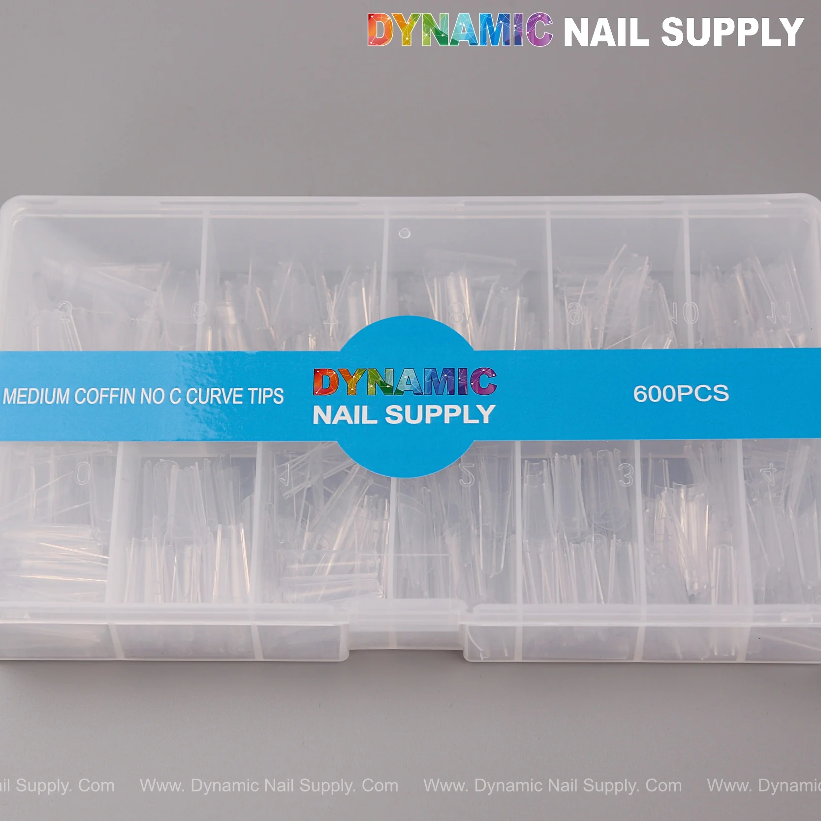 Medium Coffin Nail Tips Half Cover - 600 pcs - 12 sizes