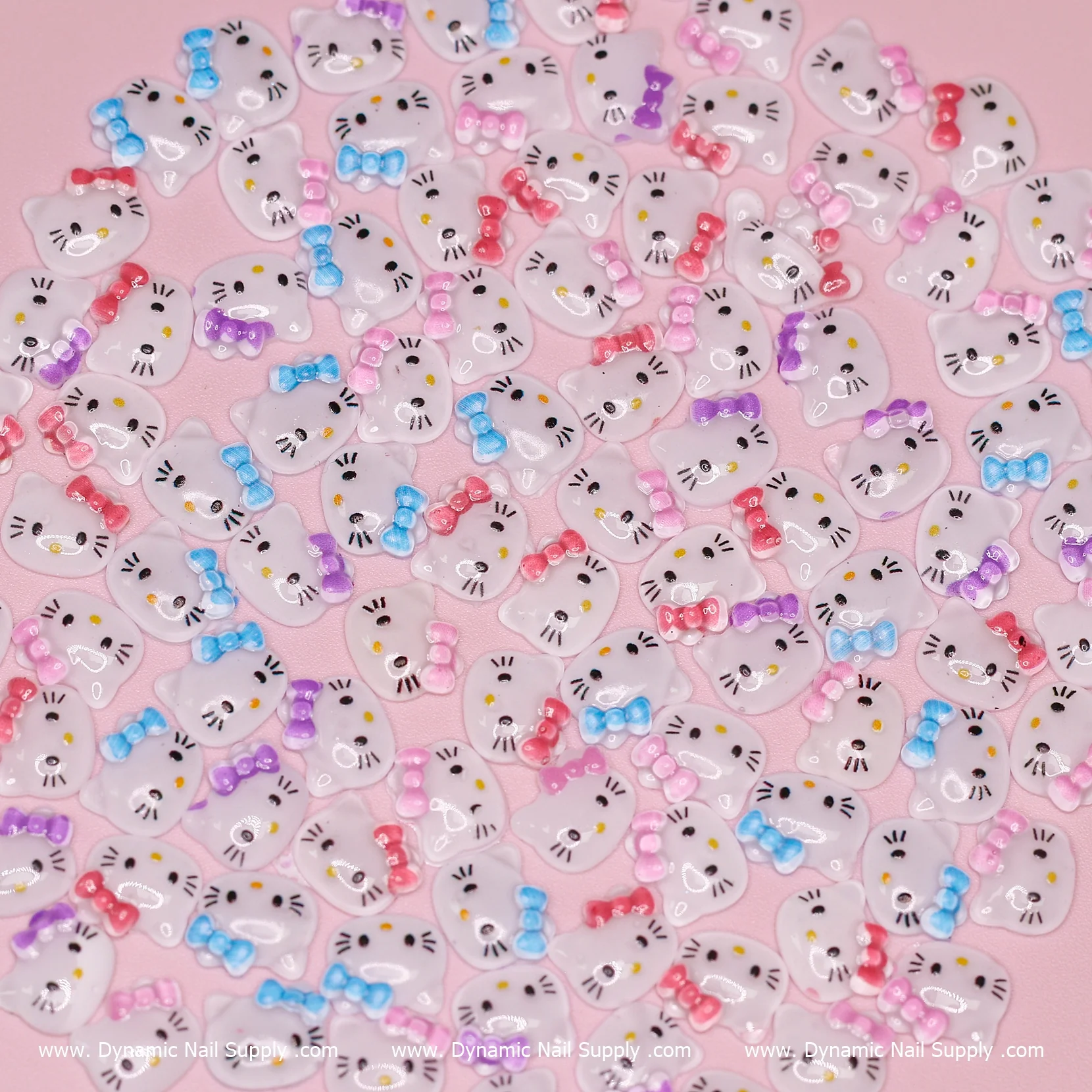 (Mixed Colors) 100 pcs Cute Resin Hell0 Kitty Design Nail Charms - Image 2
