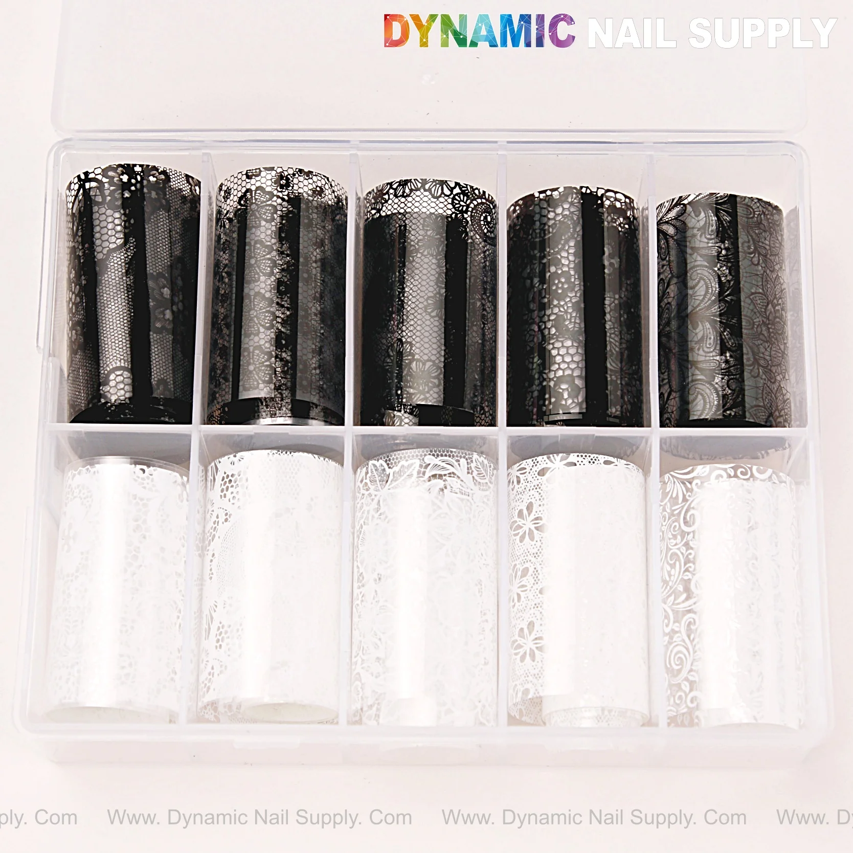 Nail Art Design Foils - White and Black Lace Nail Foil