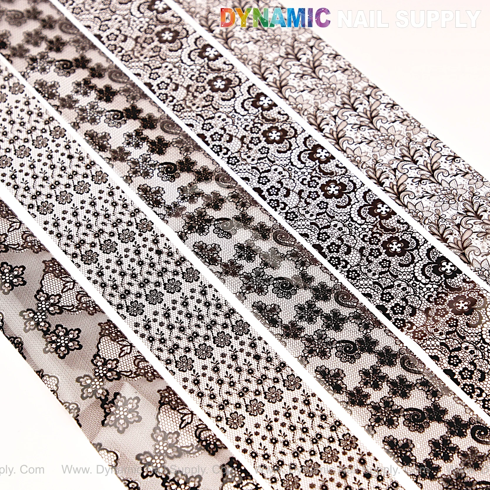 Nail Art Design Foils - White and Black Lace Nail Foil - Image 3